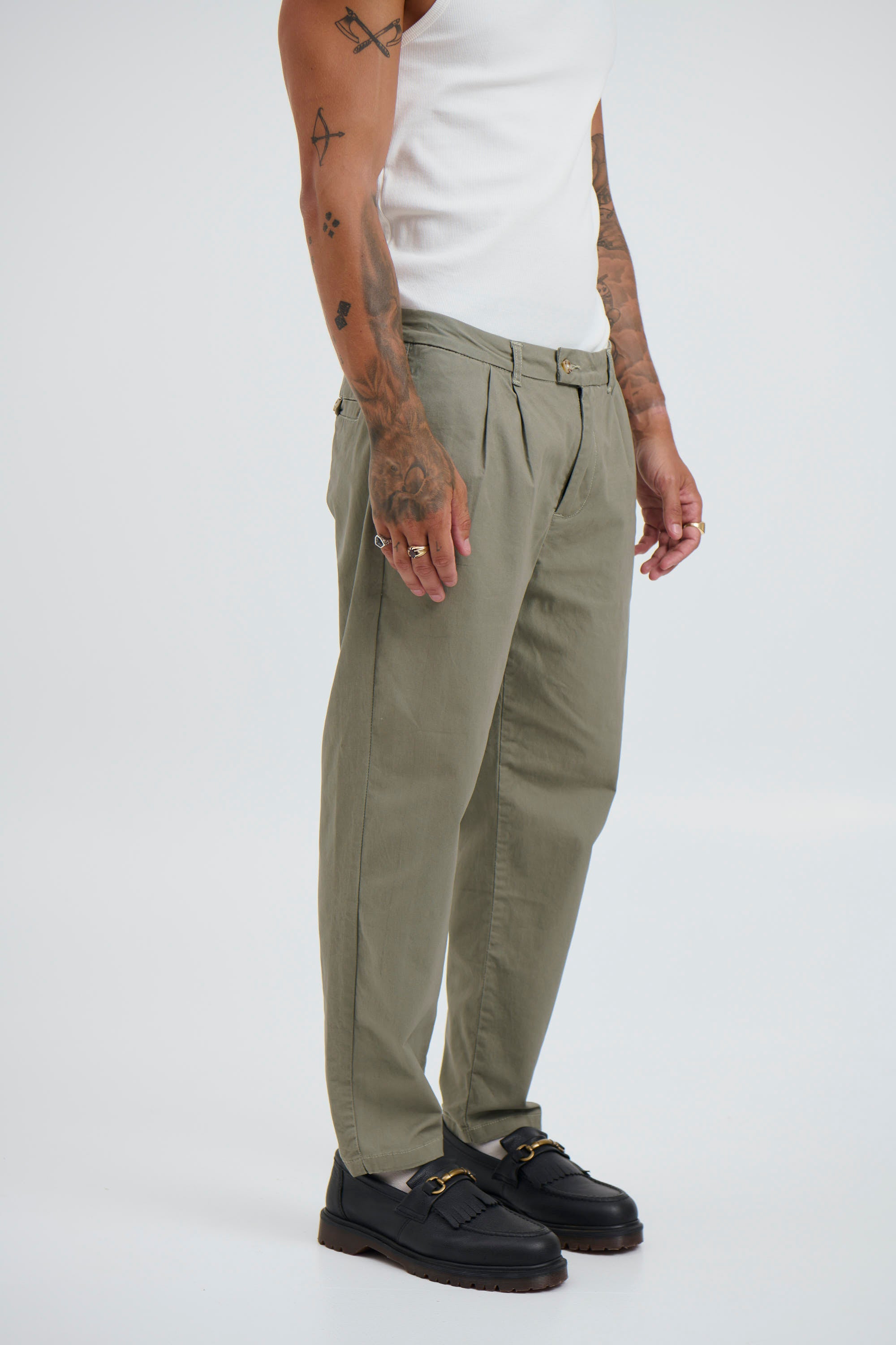 NTH Cropped Pleat Pant Khaki