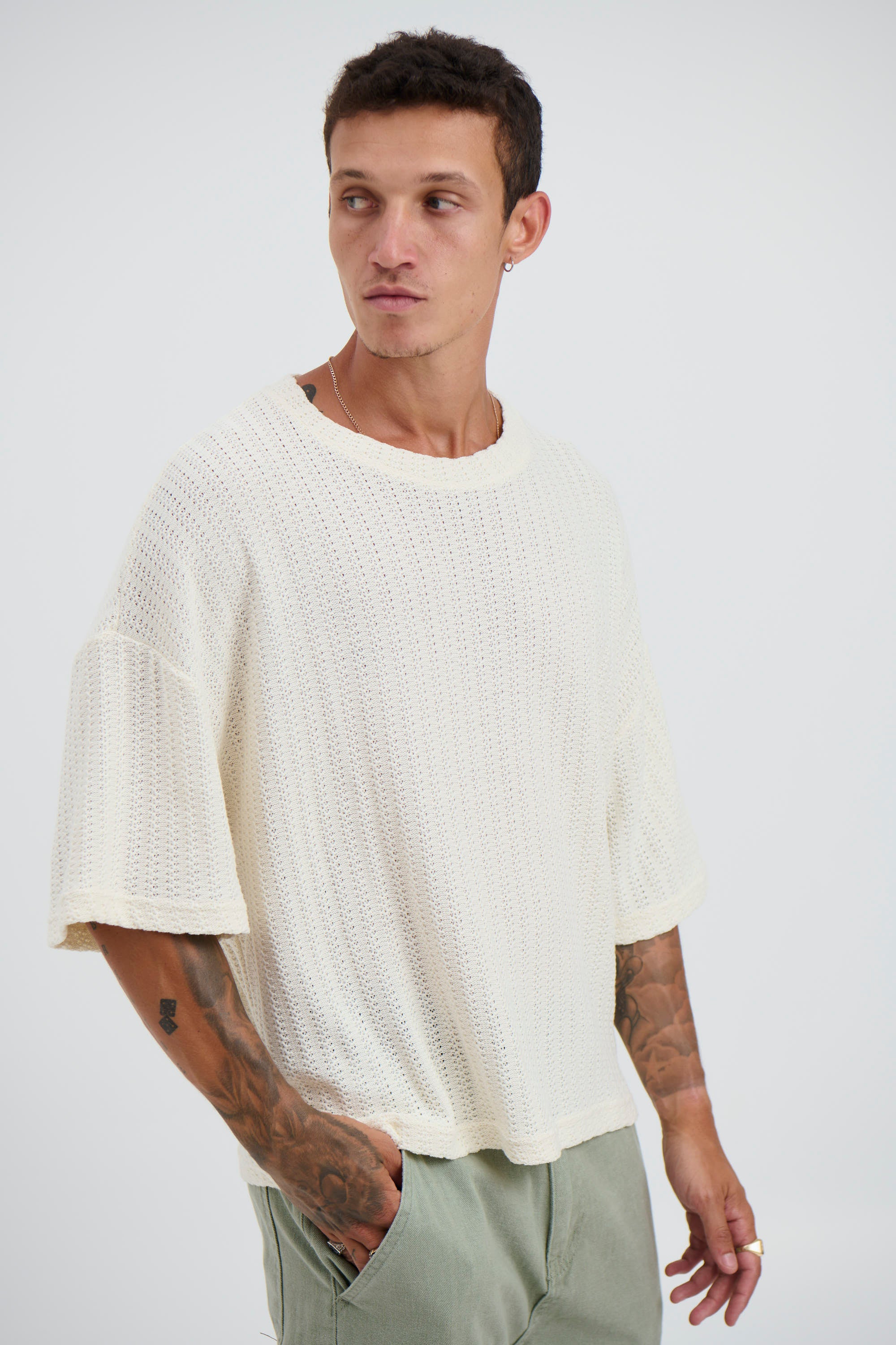 Vinnie Two Thread Stitch Tee White