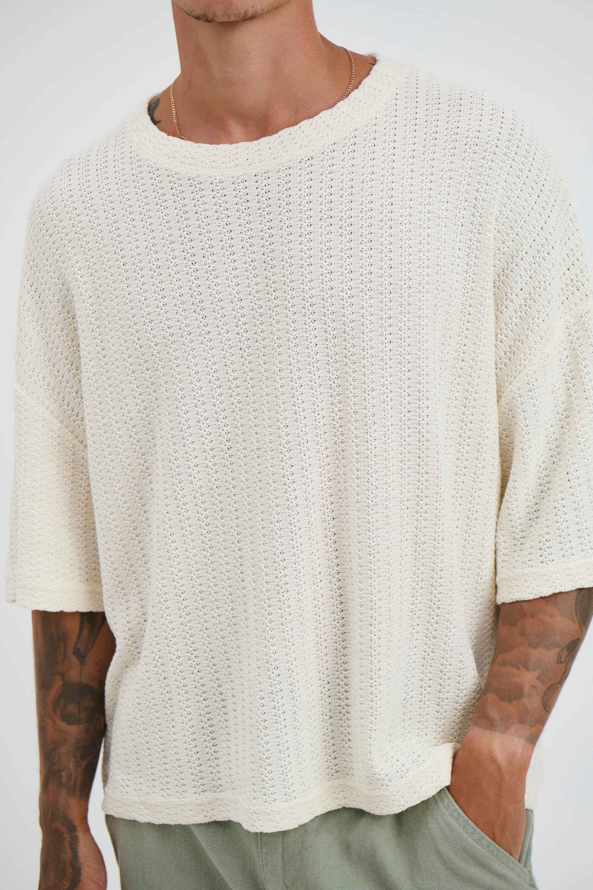 Vinnie Two Thread Stitch Tee White