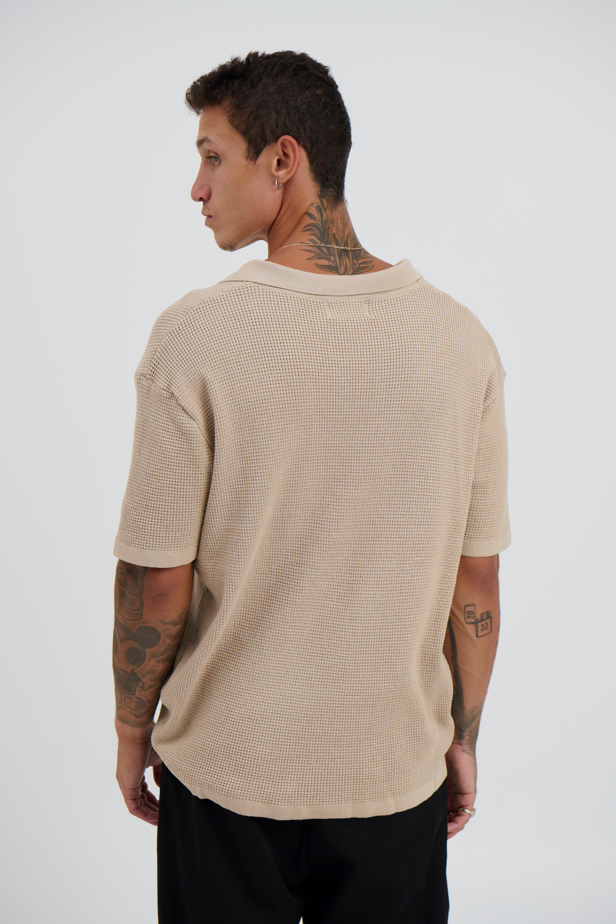NTH Open Neck Polo Oat - FINAL SALE