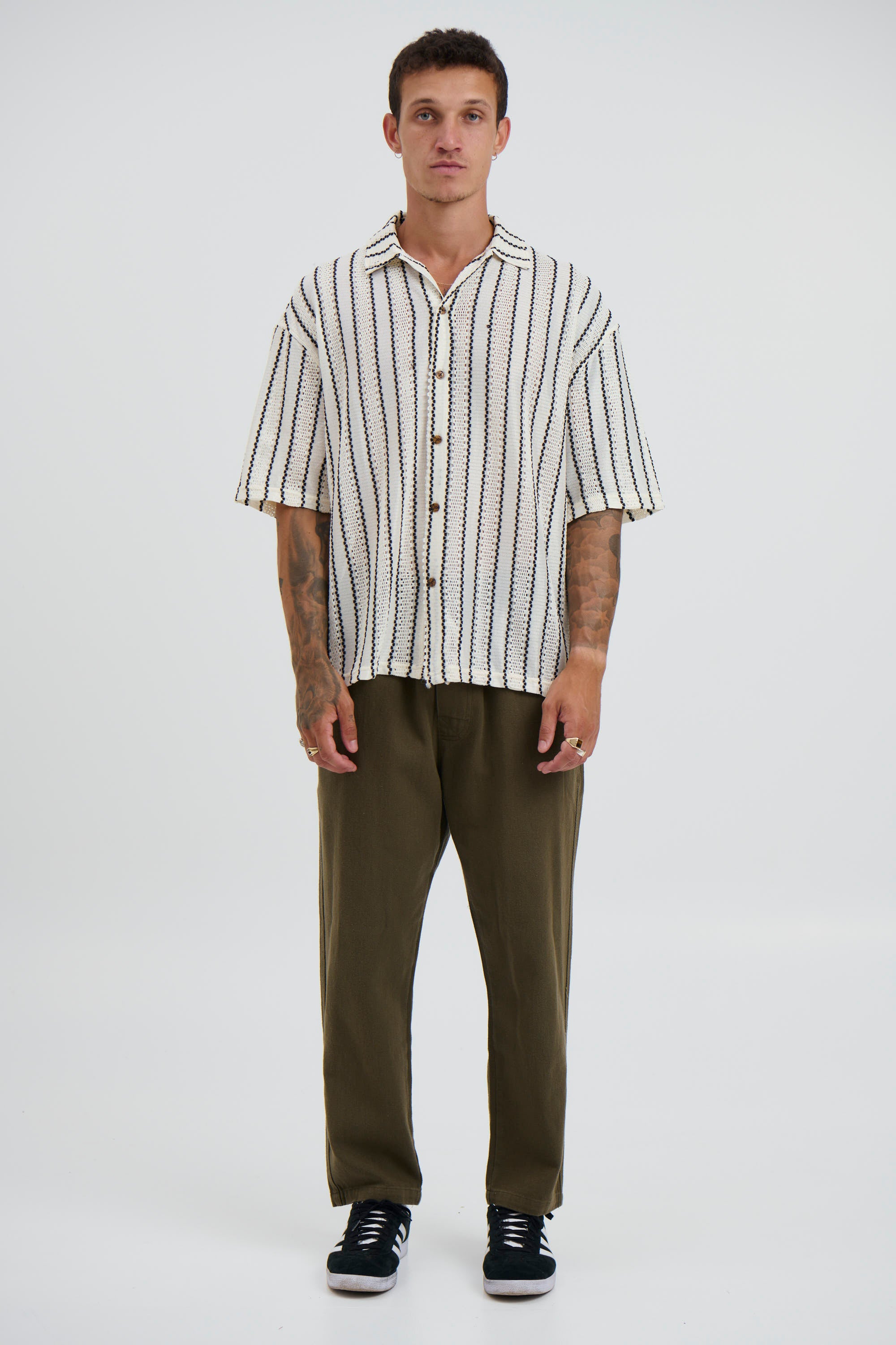 Lucas Drop Shirt Thin Black Stripe - FINAL SALE