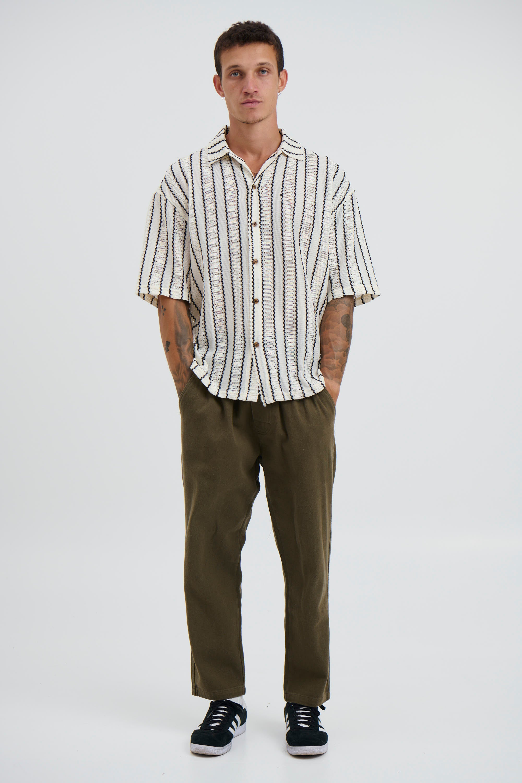 Lucas Drop Shirt Thin Black Stripe - FINAL SALE