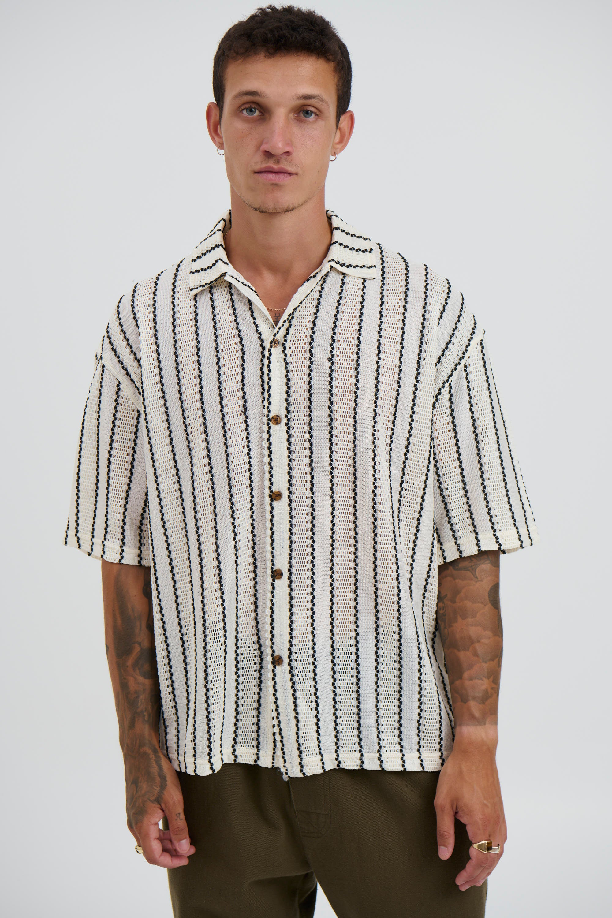 Lucas Drop Shirt Thin Black Stripe - FINAL SALE