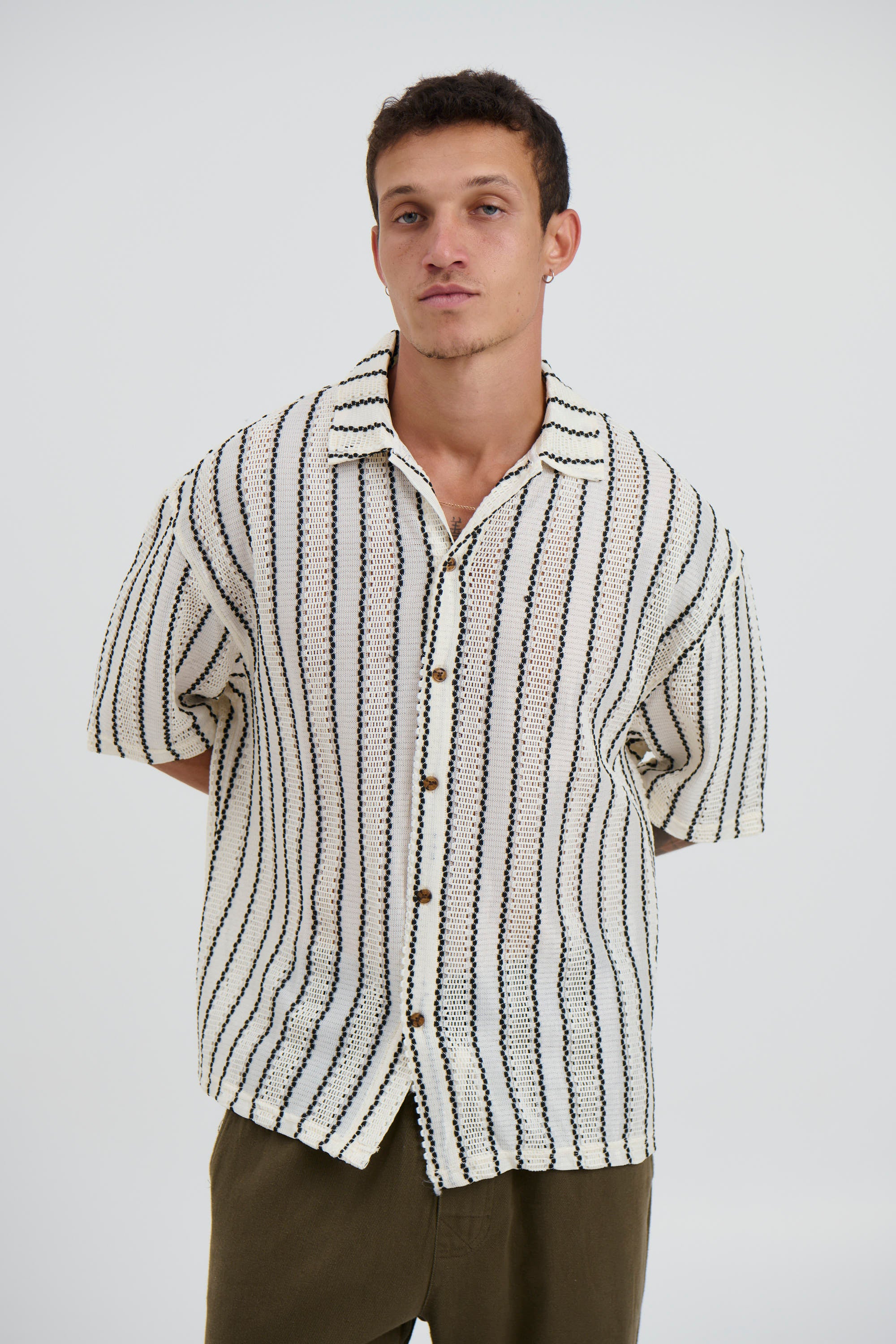 Lucas Drop Shirt Thin Black Stripe - FINAL SALE