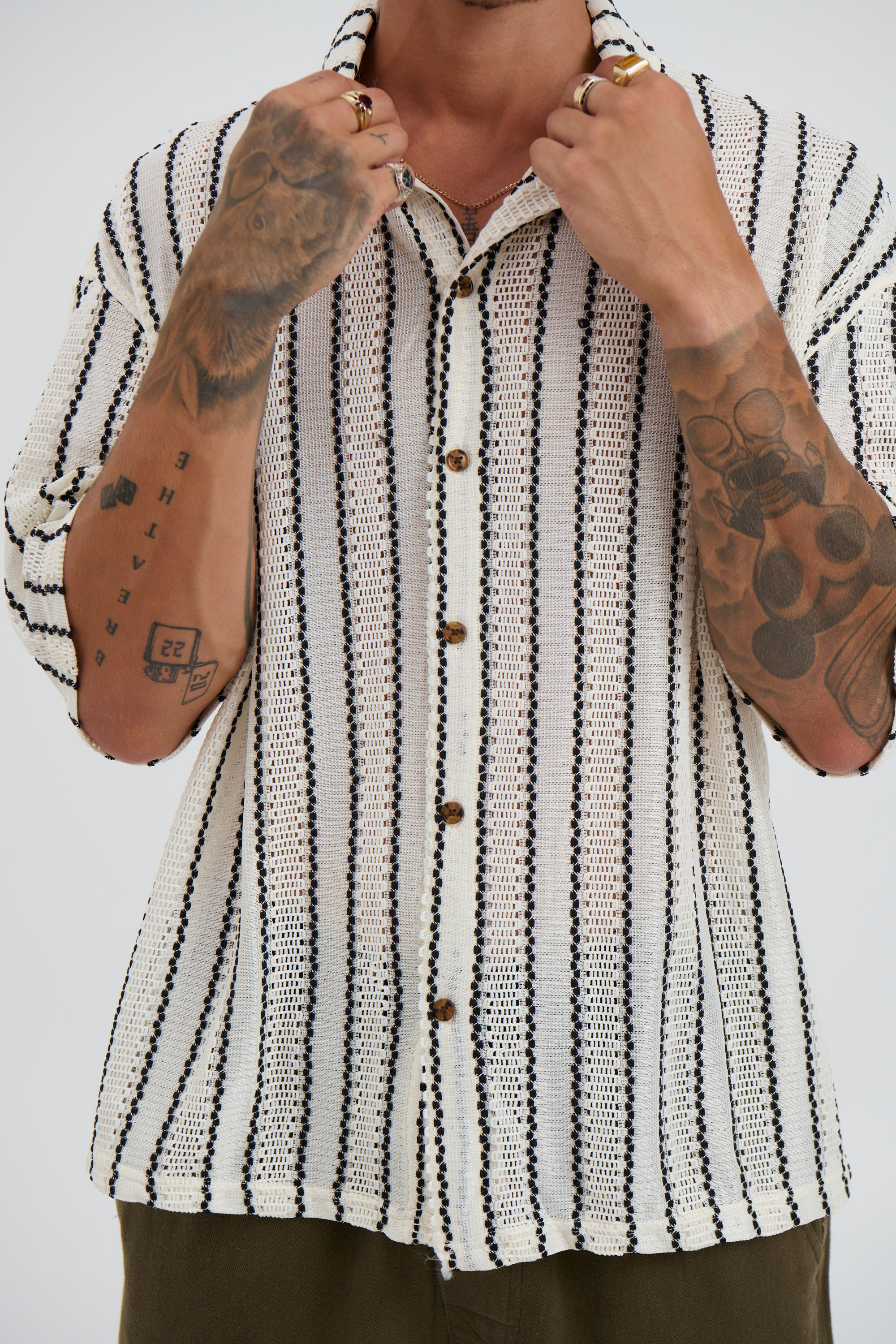Lucas Drop Shirt Thin Black Stripe - FINAL SALE