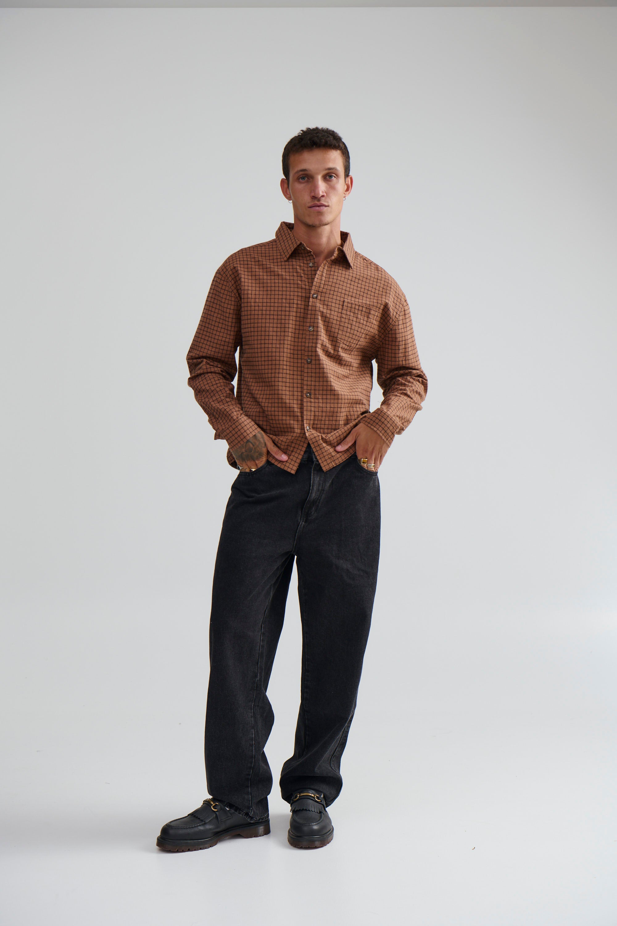 NTH Long Sleeve Check Shirt Choc