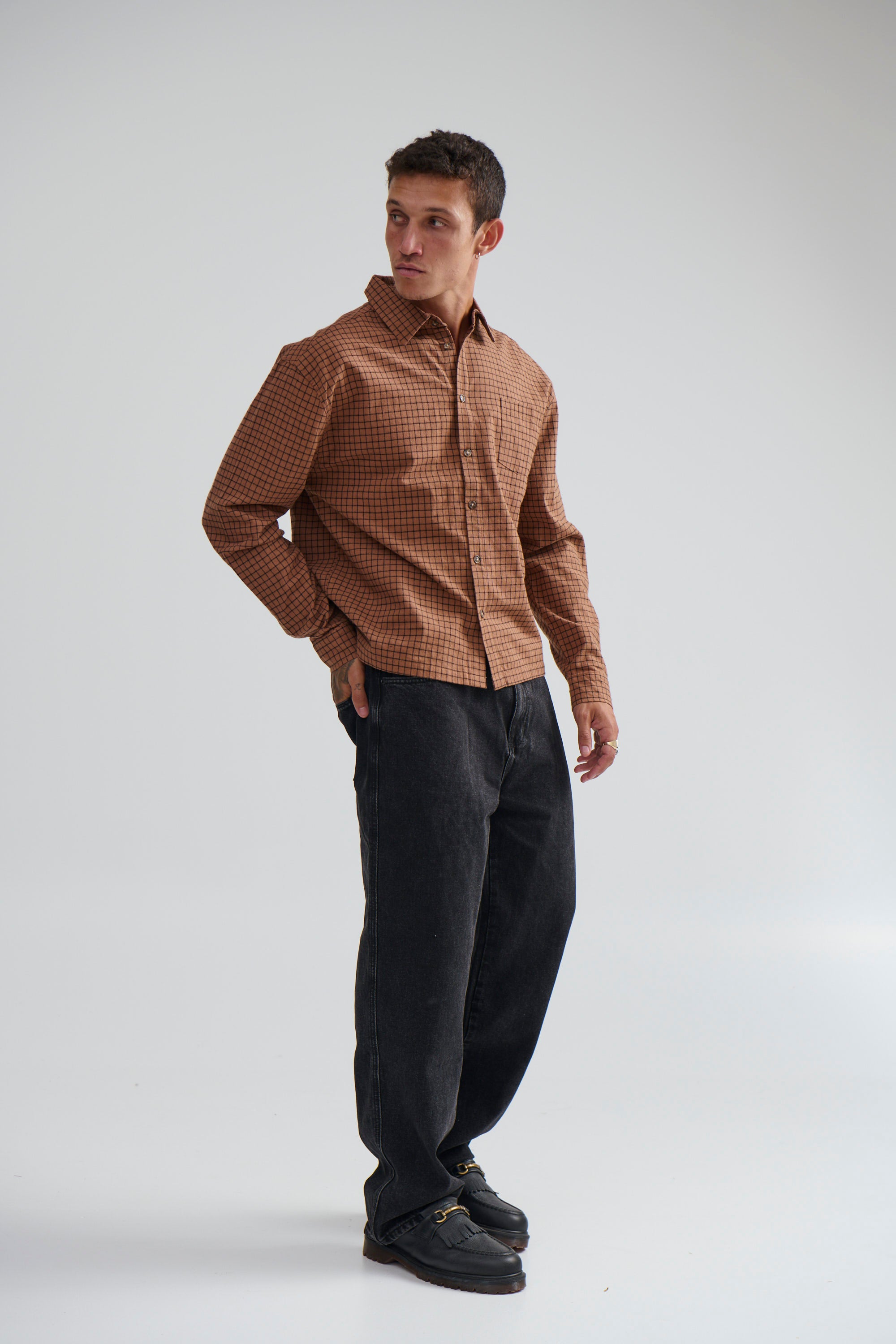 NTH Long Sleeve Check Shirt Choc