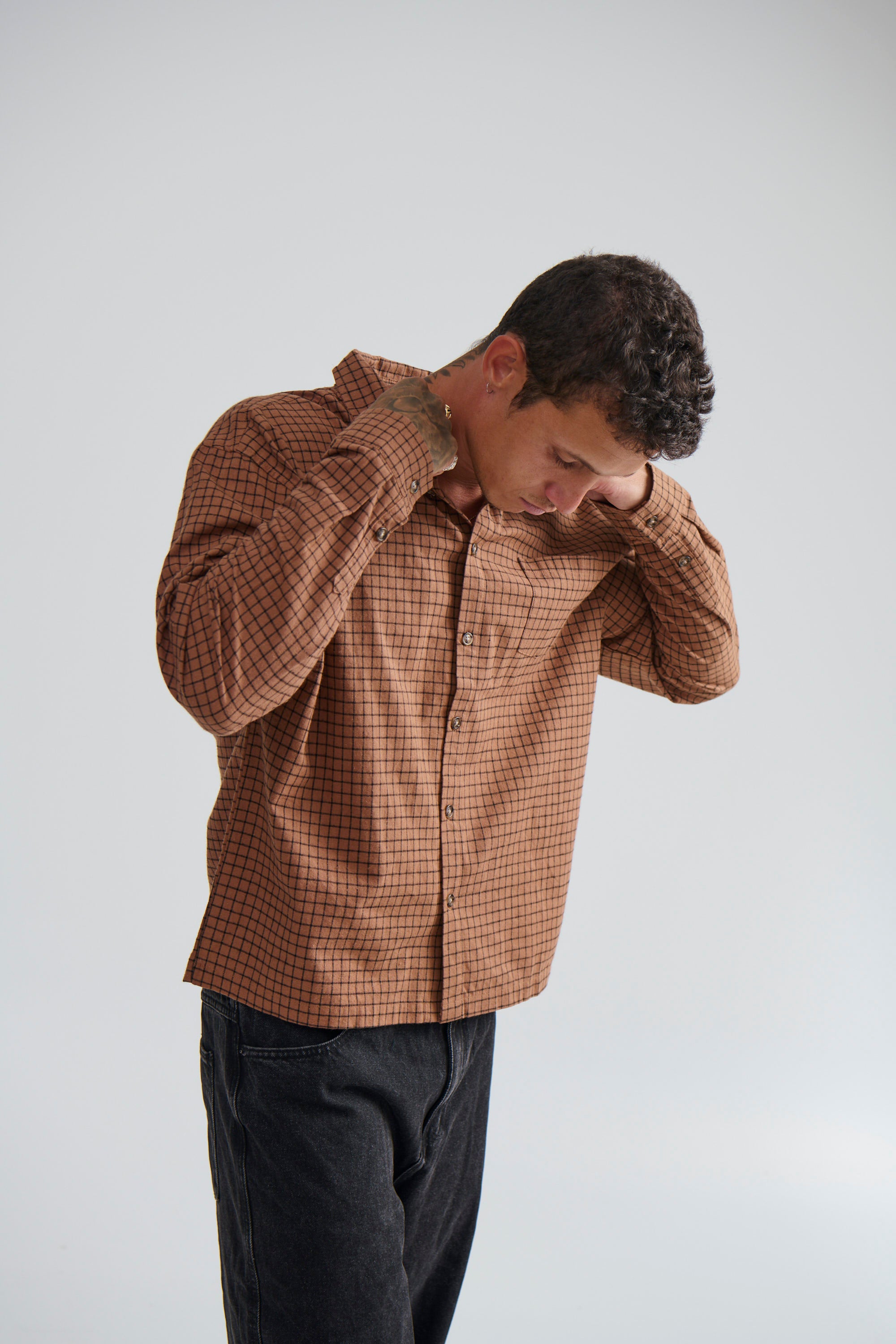 NTH Long Sleeve Check Shirt Choc