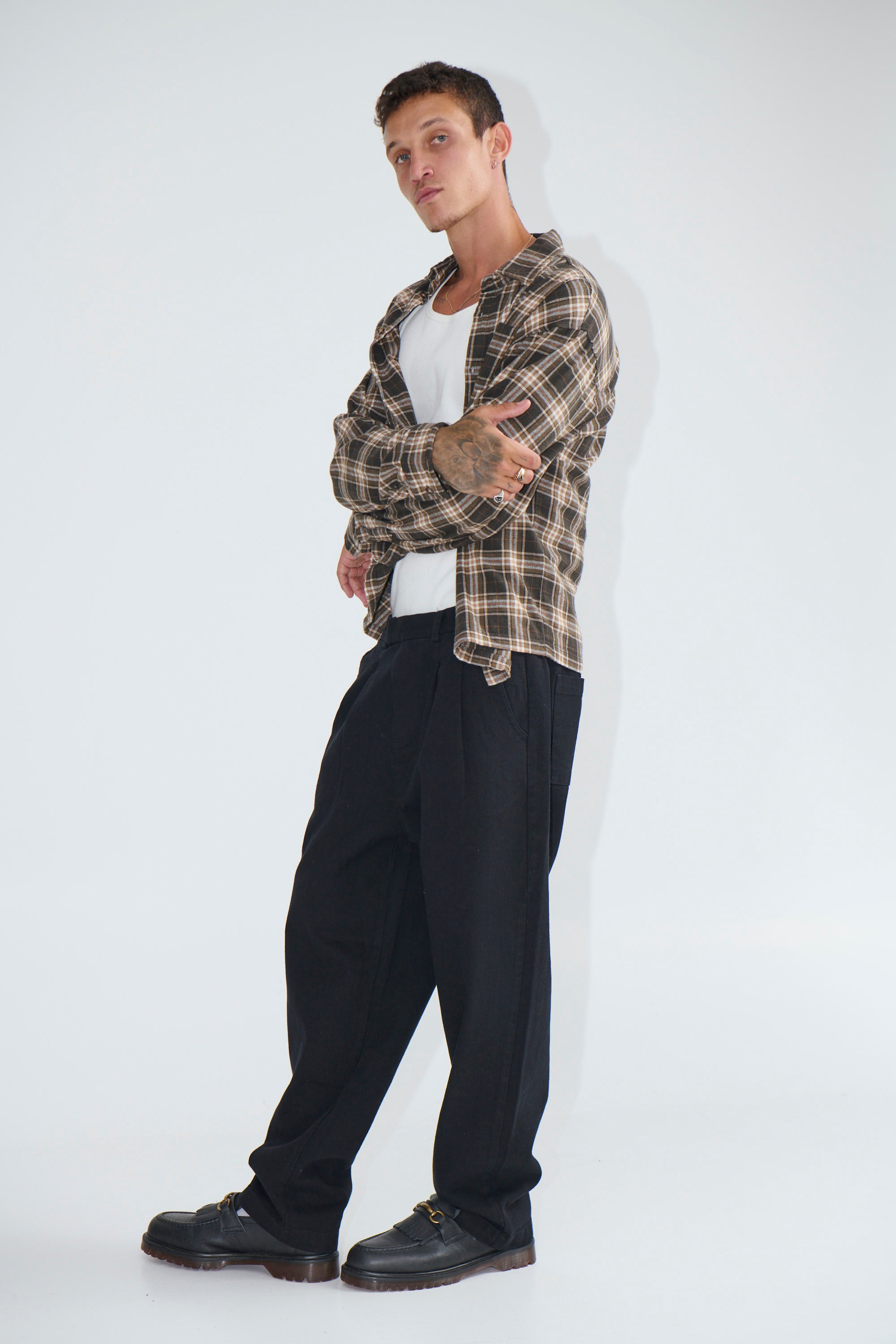 Simon Baggy Pleat Pant Black
