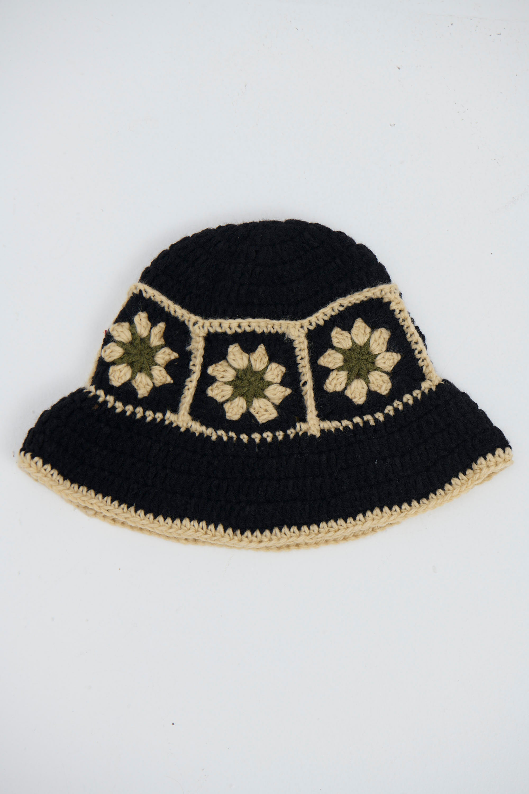 Crochet Bucket Hat Boho Black - FINAL SALE