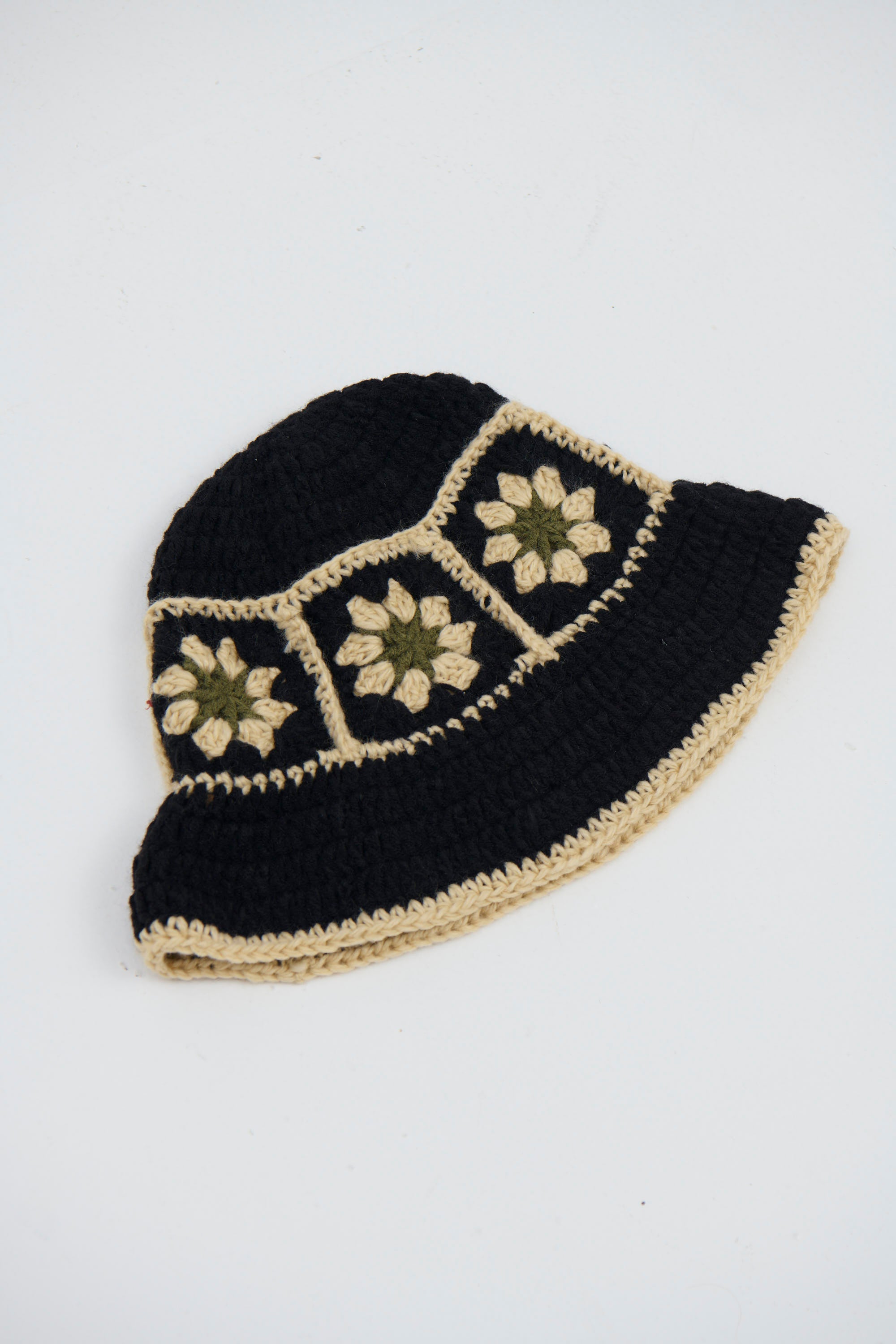 Crochet Bucket Hat Boho Black - FINAL SALE