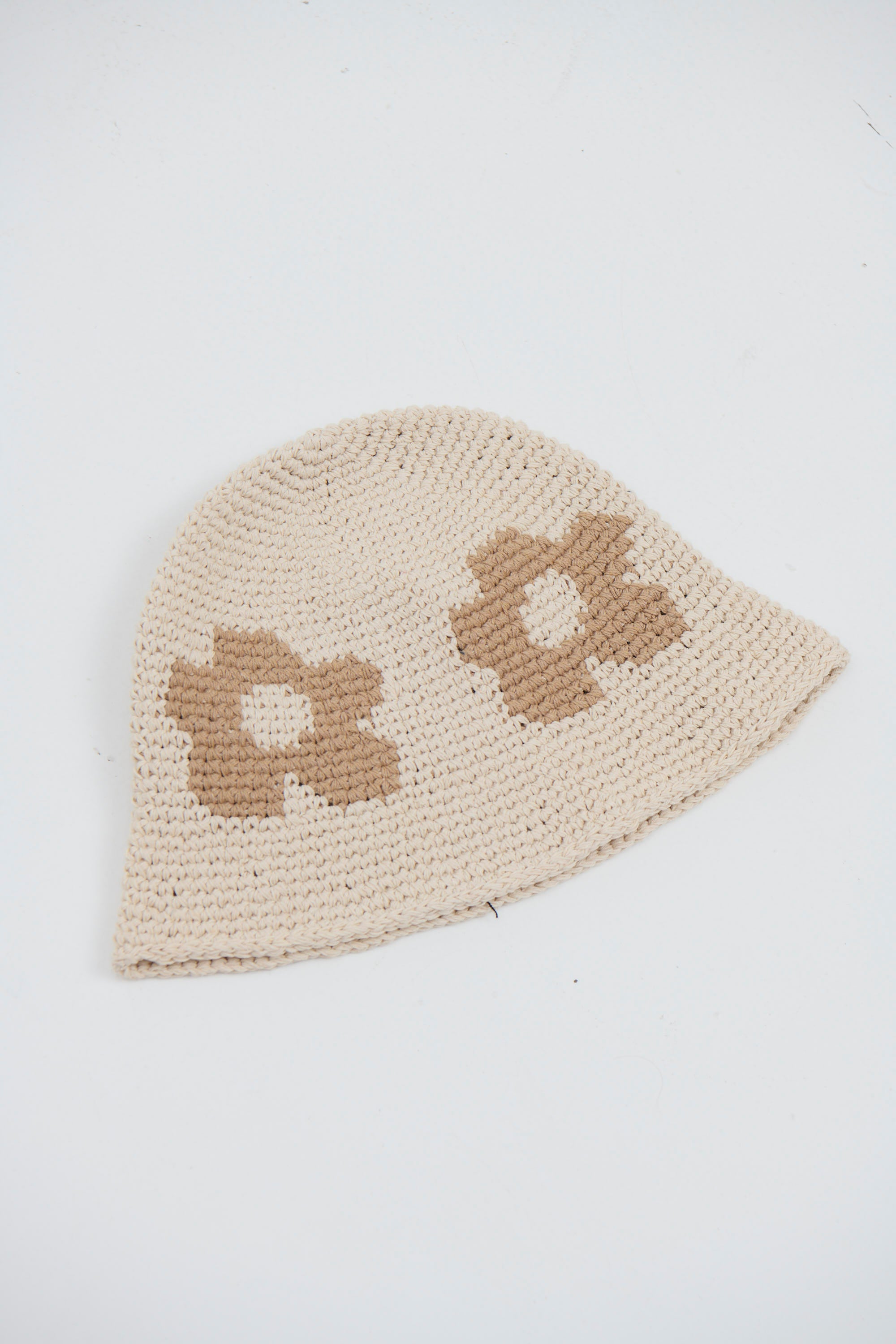 Crochet Bucket Hat Flower Tan - FINAL SALE