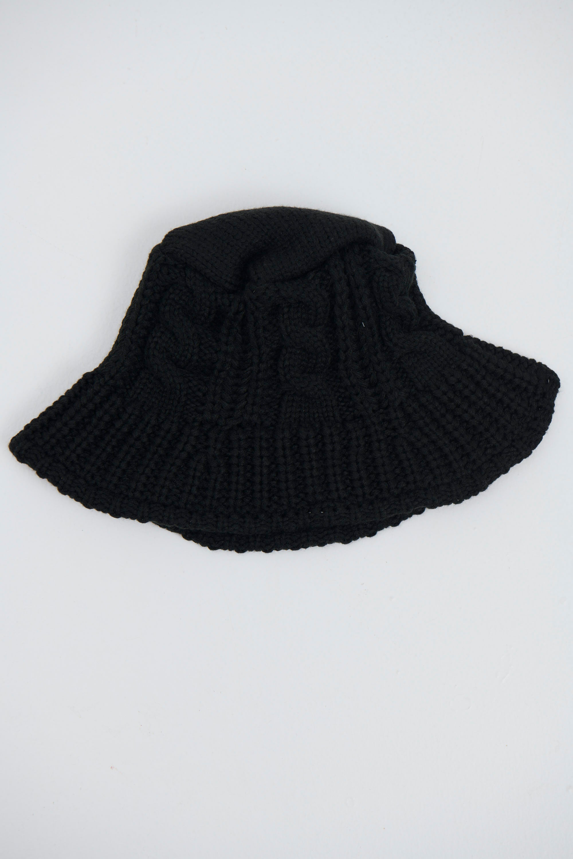 Crochet Bucket Hat Cable Black - FINAL SALE
