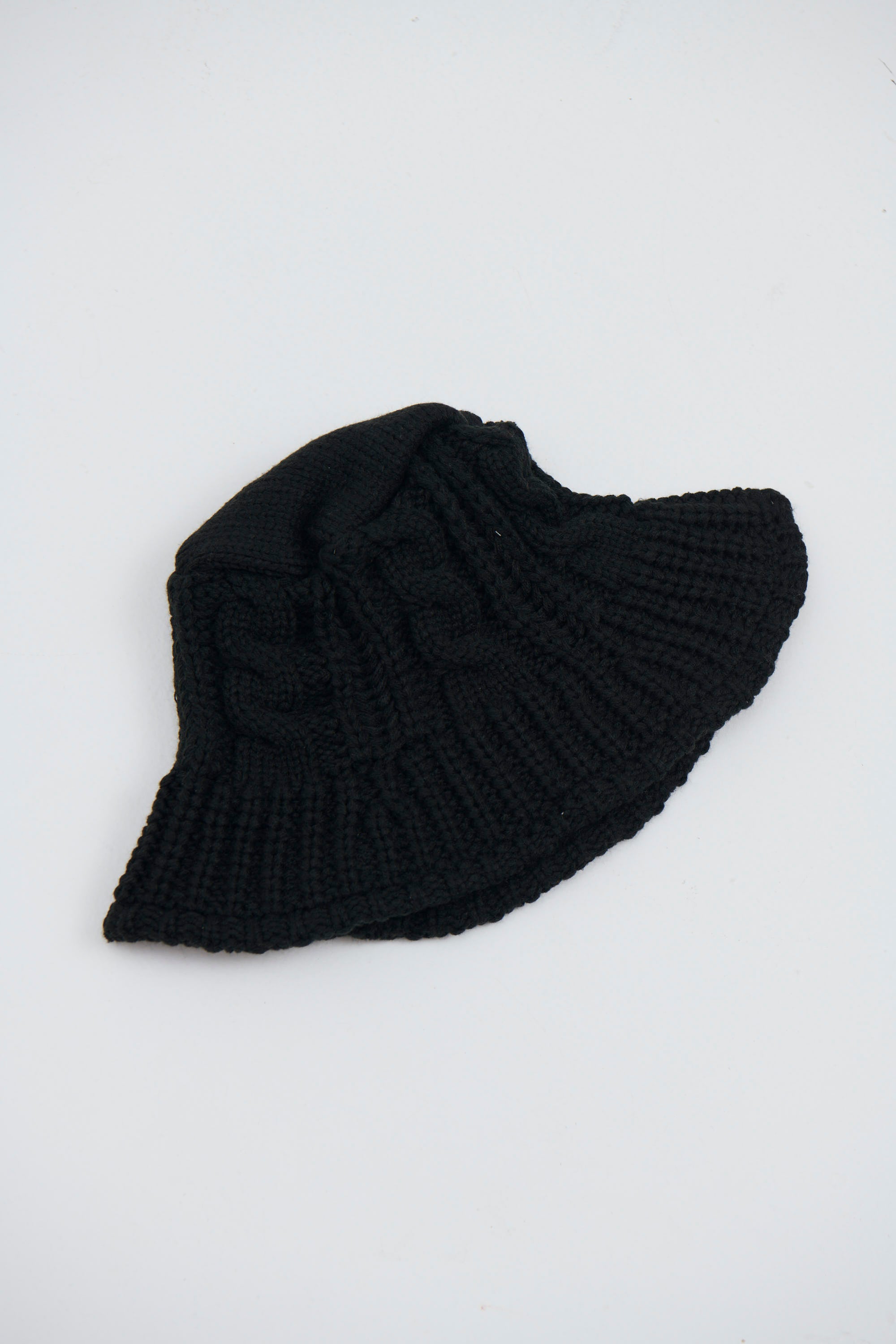 Crochet Bucket Hat Cable Black - FINAL SALE