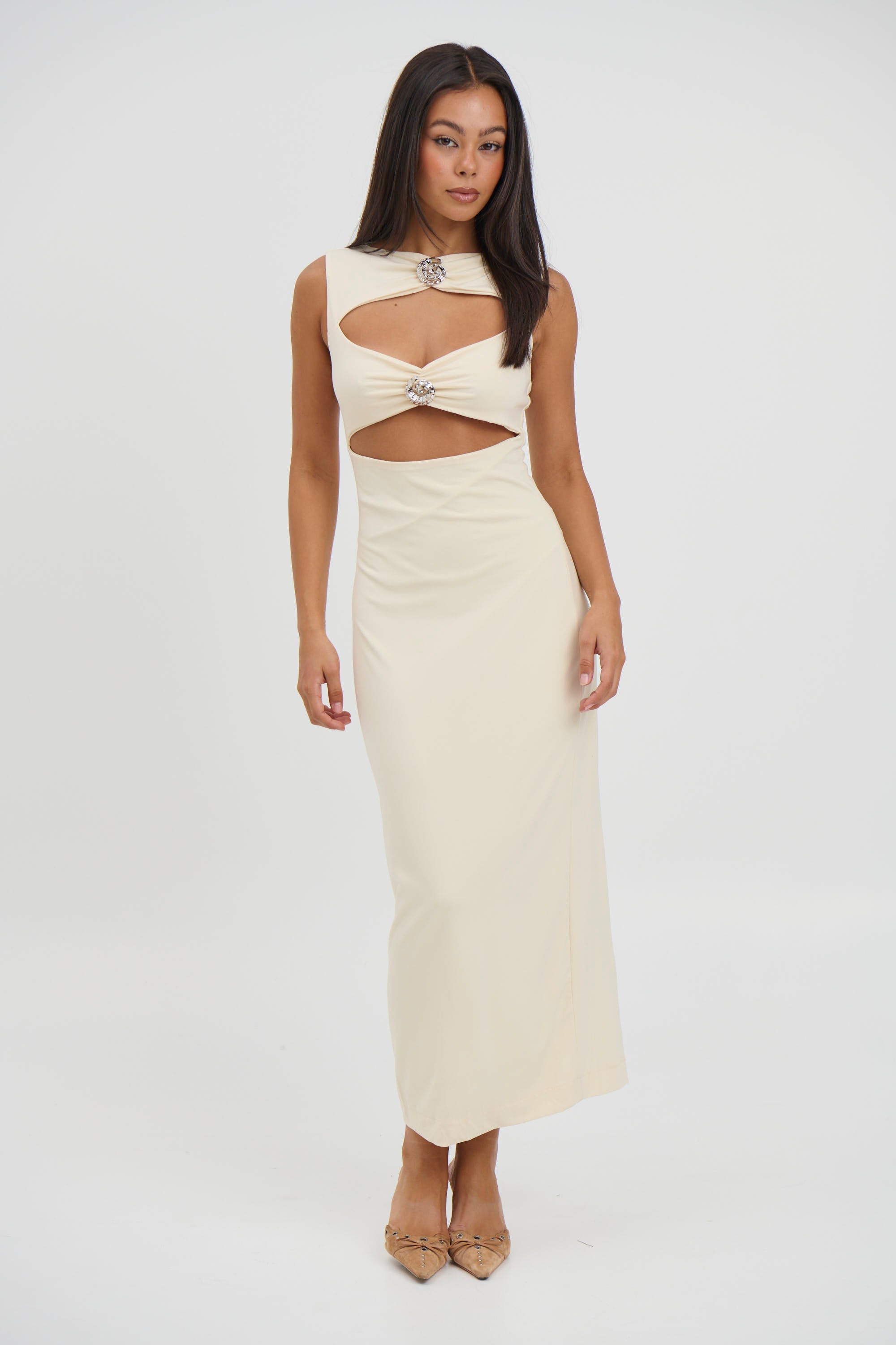 Gia Maxi Dress Beige - FINAL SALE