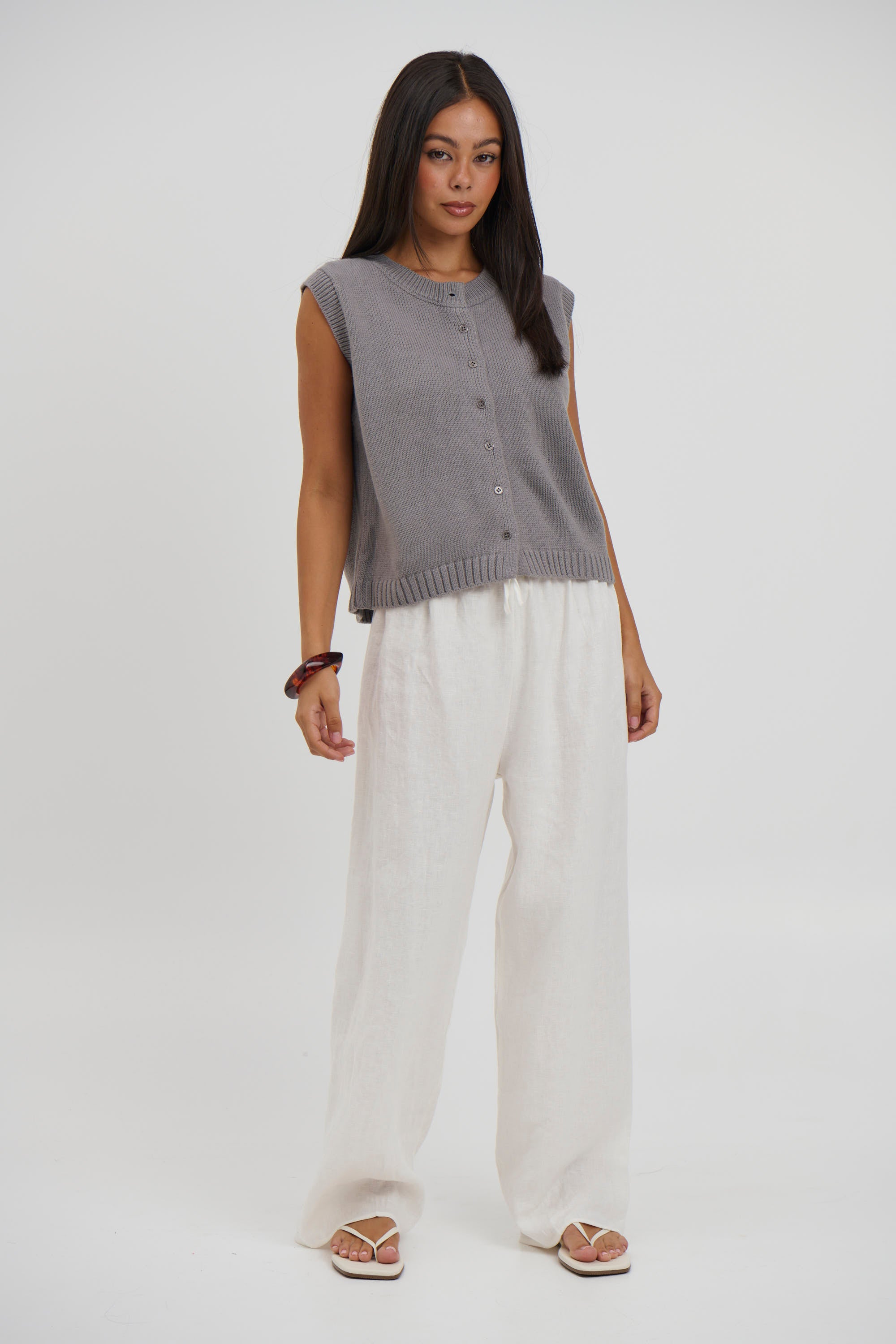 Cassia Knitted Vest Grey - FINAL SALE