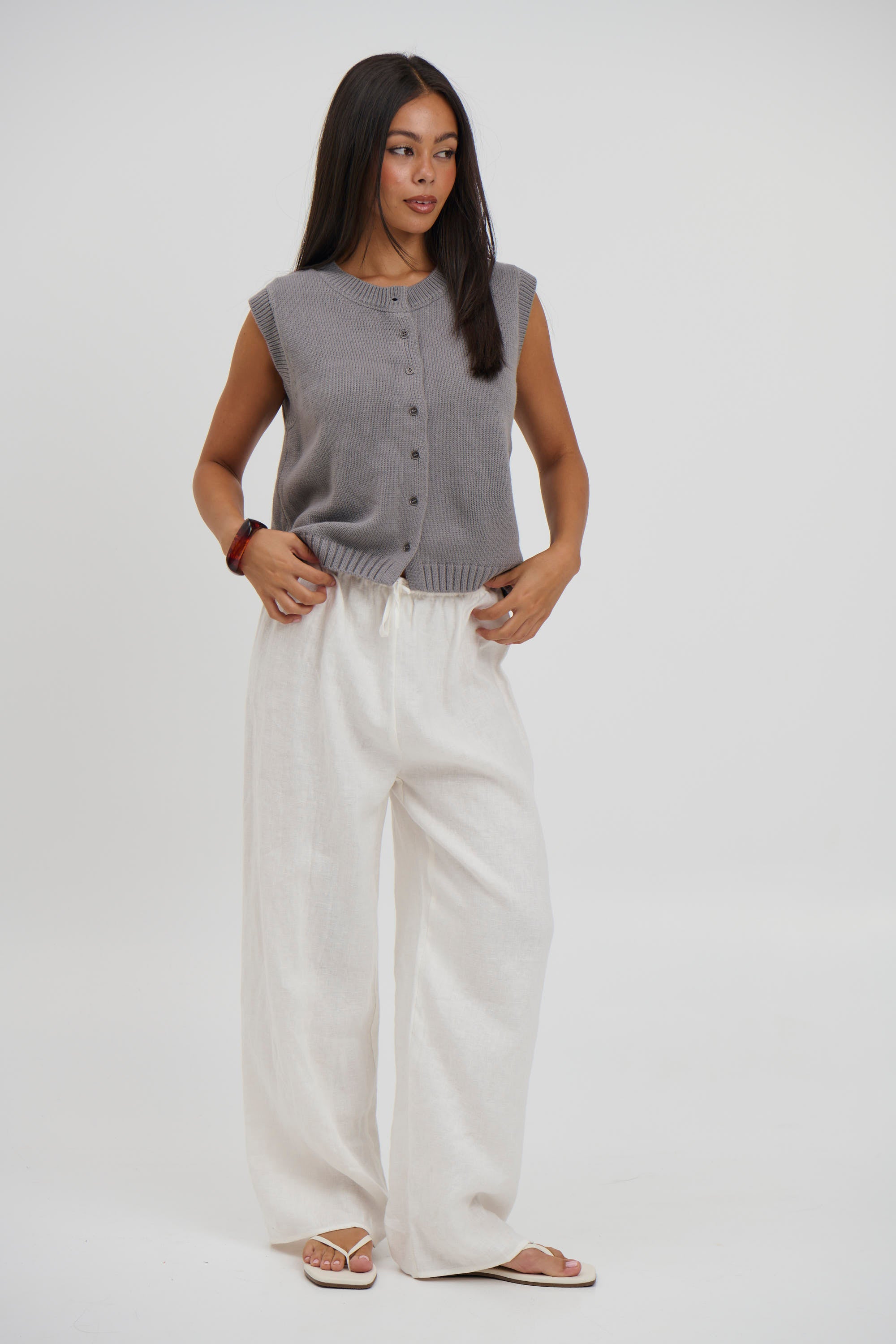 Cassia Knitted Vest Grey - FINAL SALE