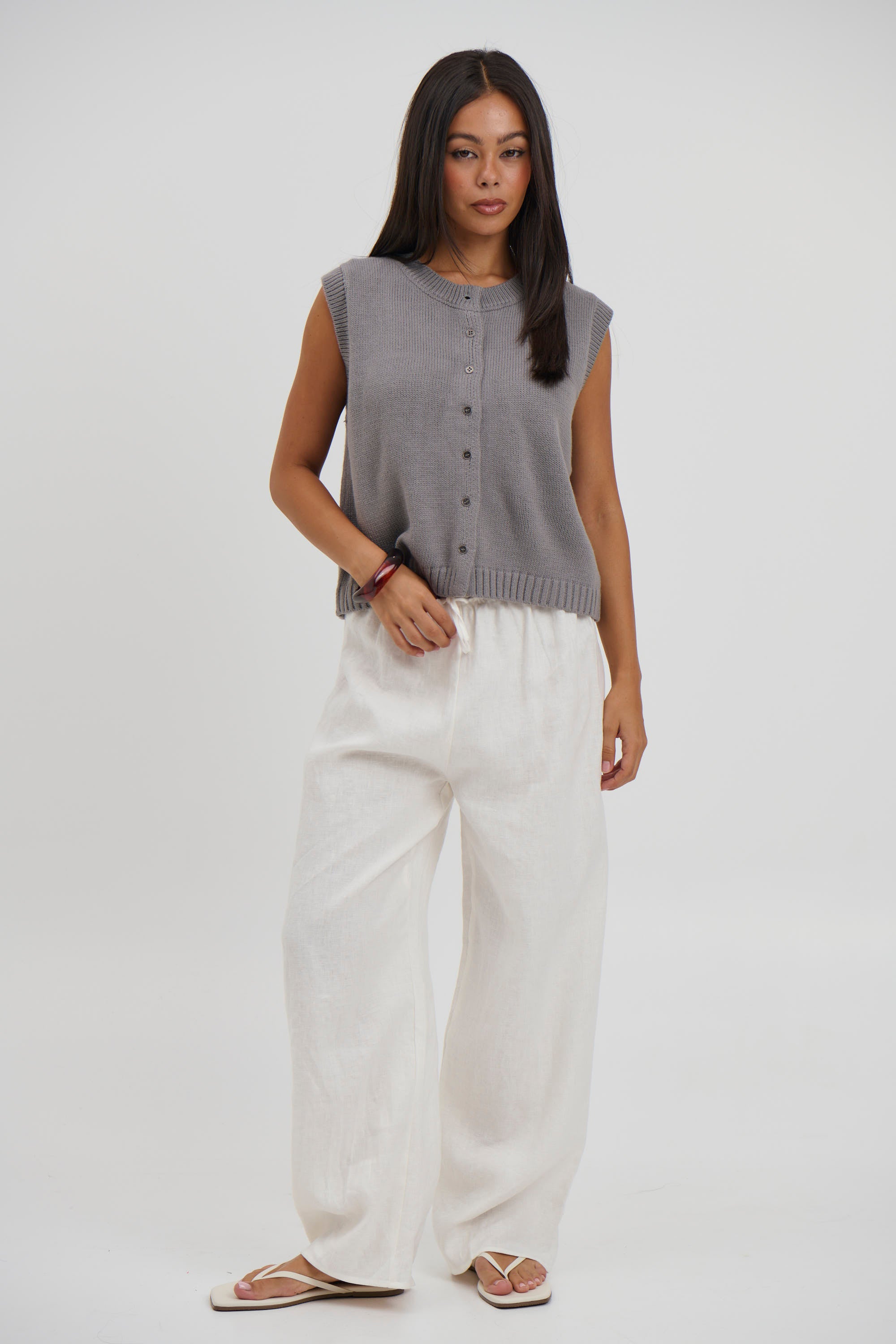 Cassia Knitted Vest Grey - FINAL SALE