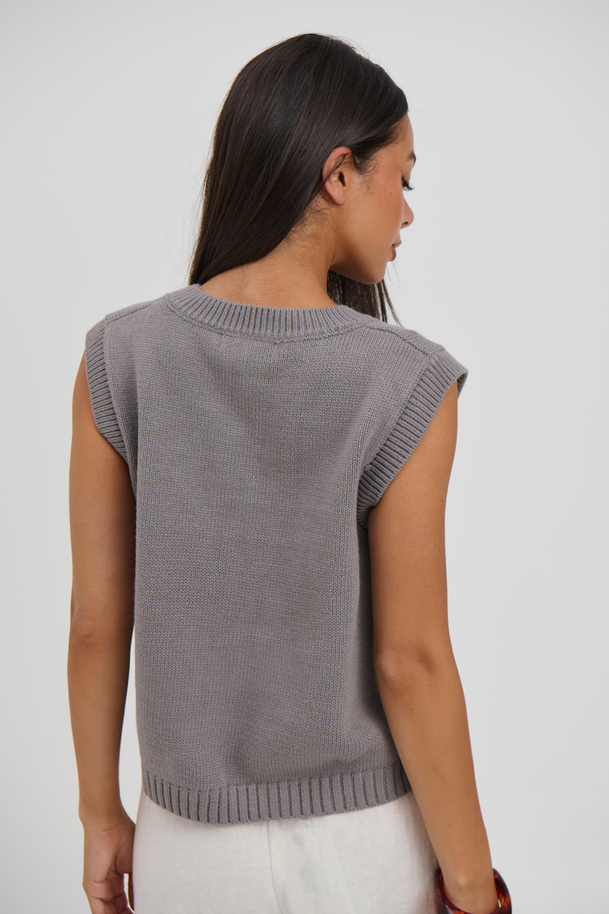 Cassia Knitted Vest Grey - FINAL SALE