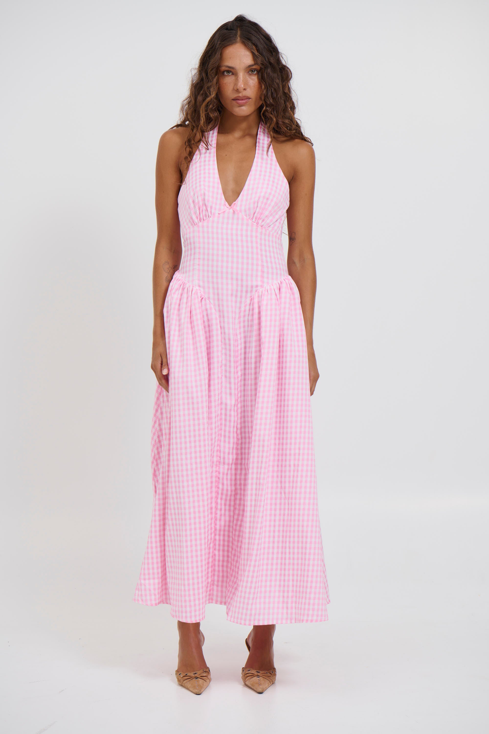 Alicia Midi Dress Pink Gingham