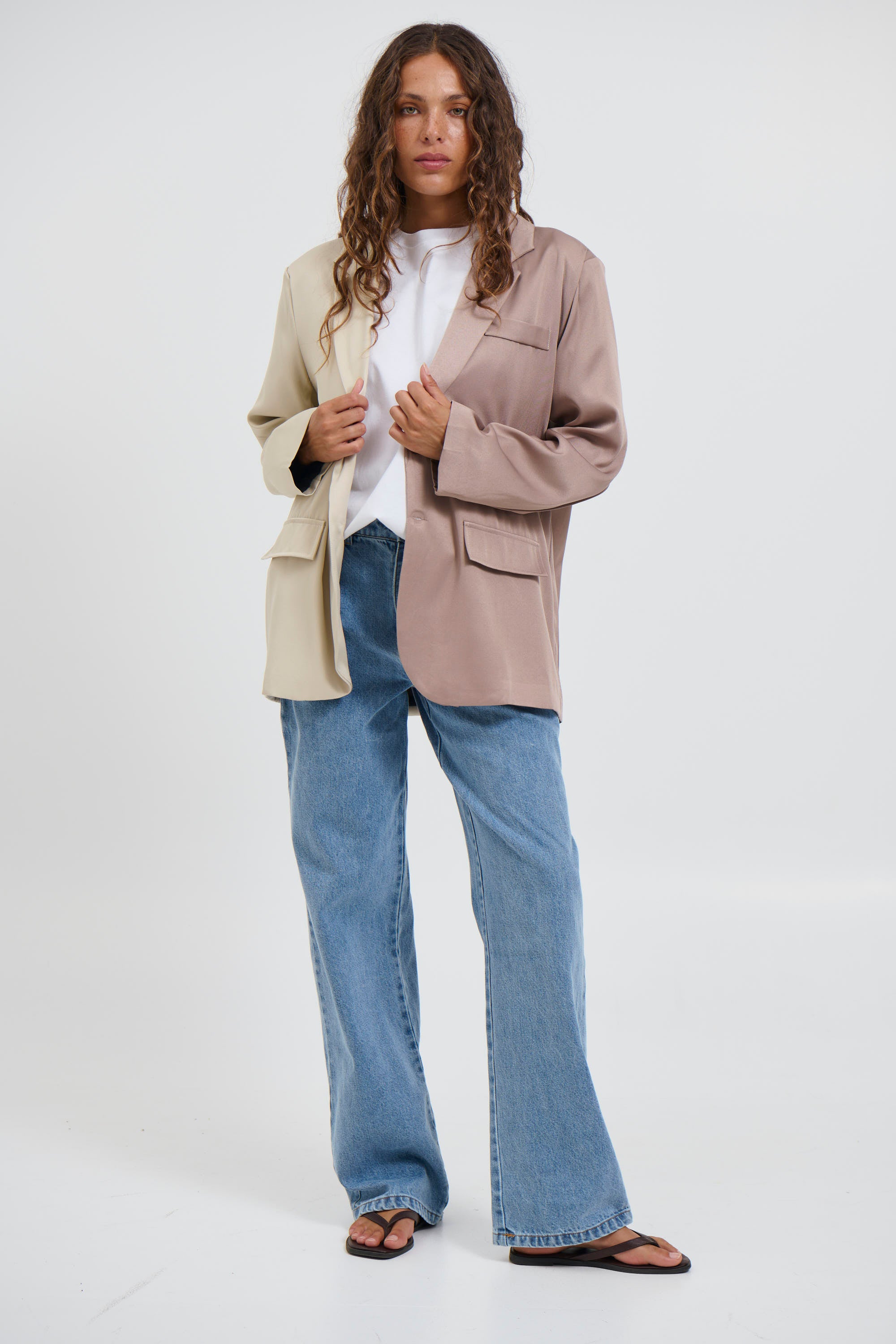 Brookie Two Tone Blazer Latte - FINAL SALE