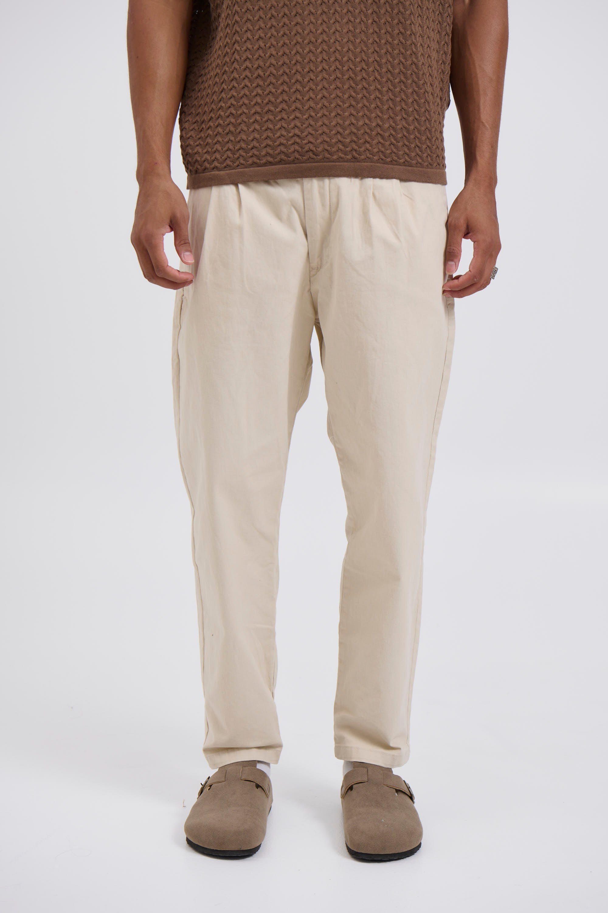 NTH Cropped Pleat Pant Ivory