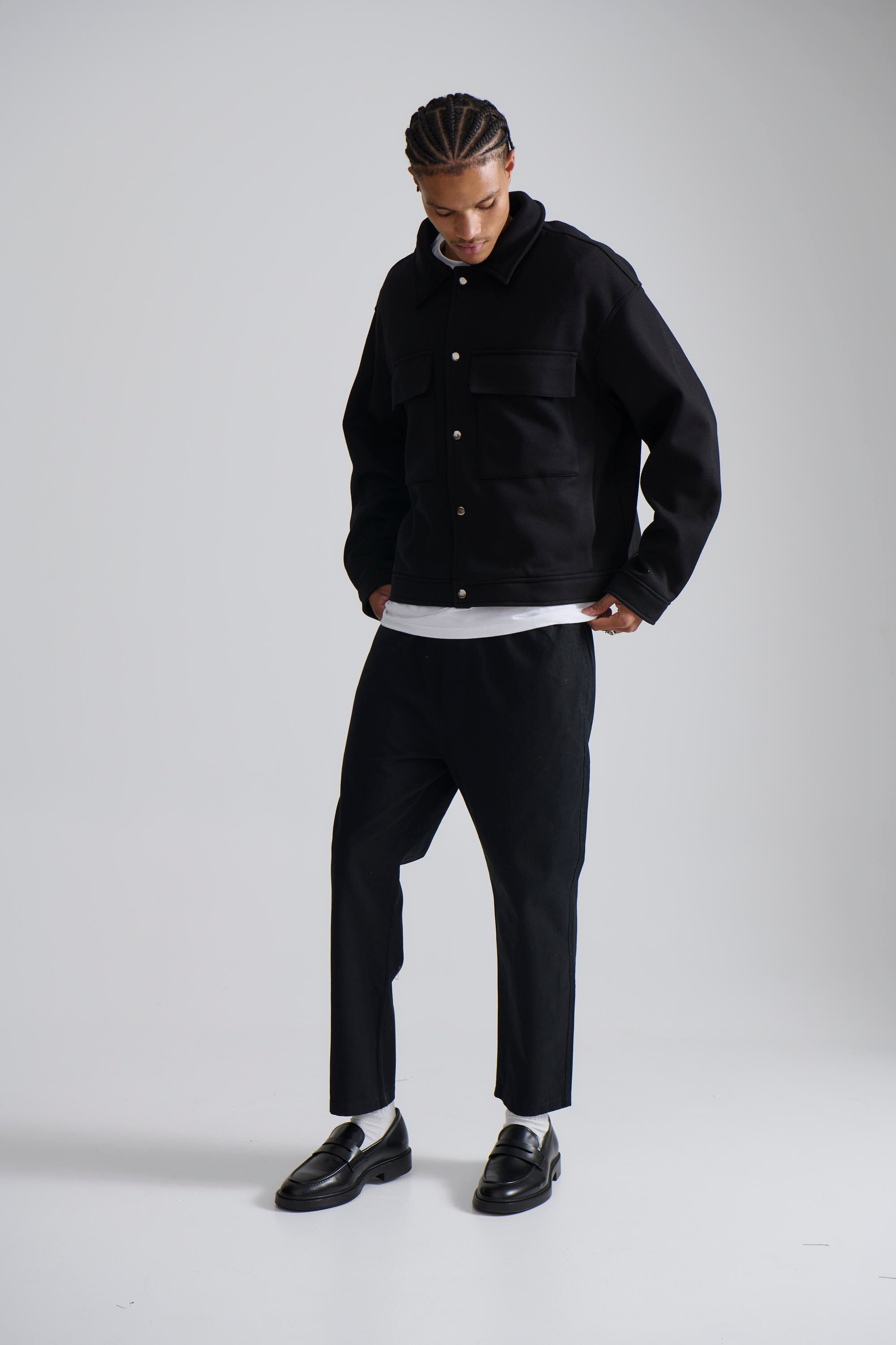 Technical Button Jacket Black