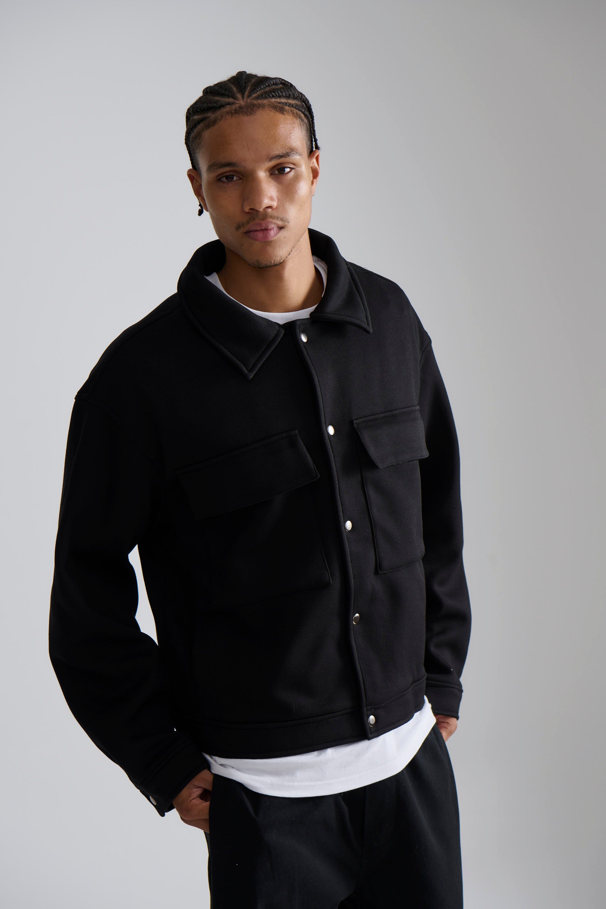 Technical Button Jacket Black
