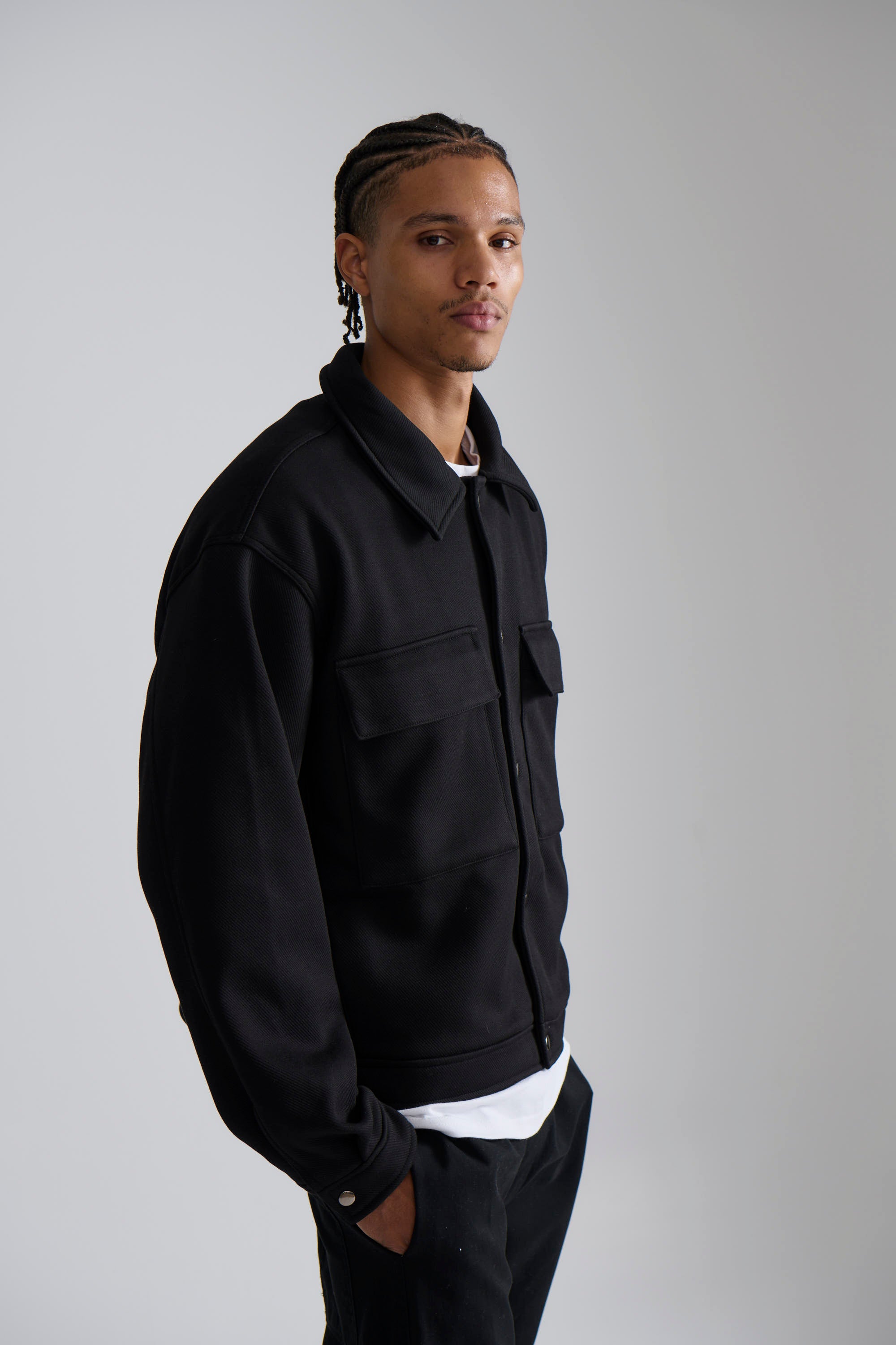 Technical Button Jacket Black