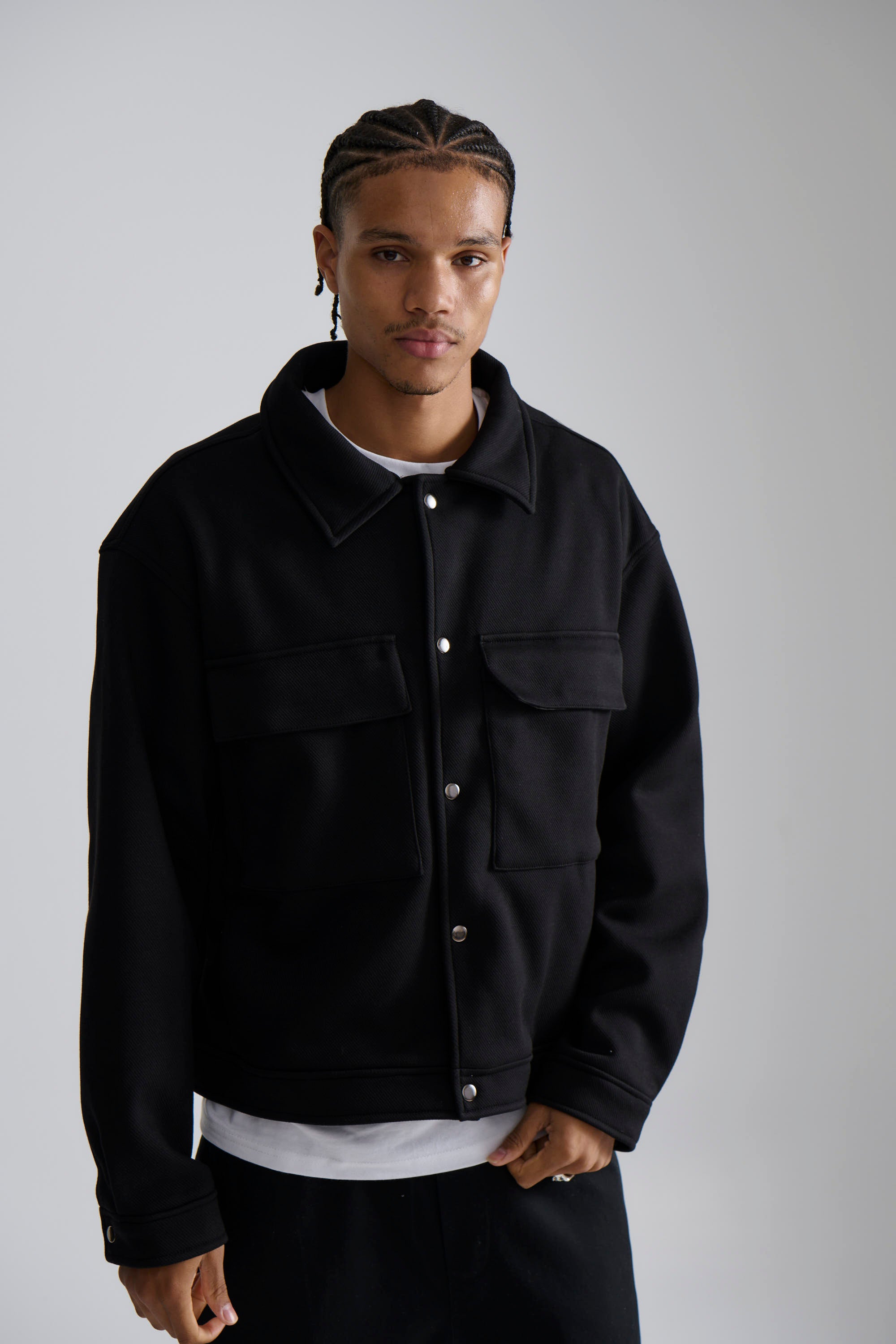 Technical Button Jacket Black