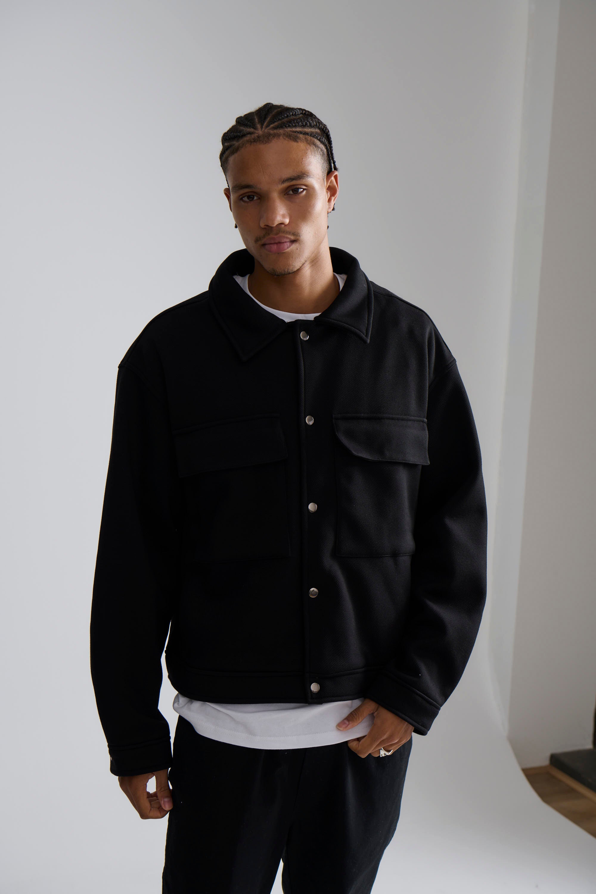 Technical Button Jacket Black