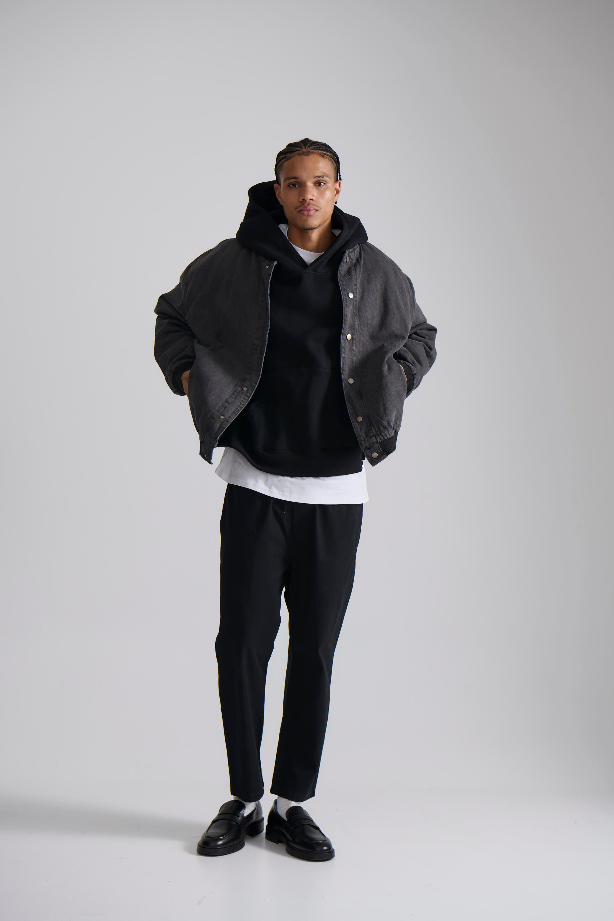 Vintage Bomber Denim Jacket Black