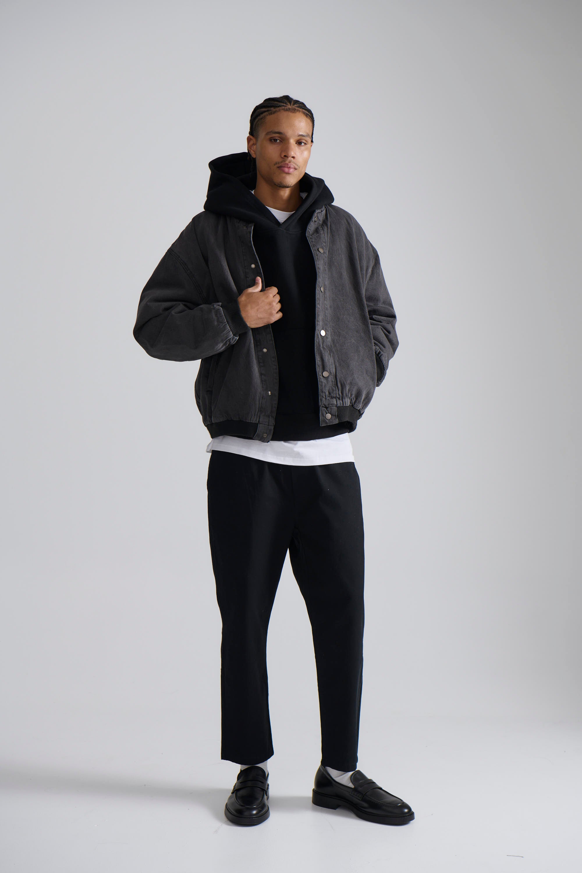 Vintage Bomber Denim Jacket Black