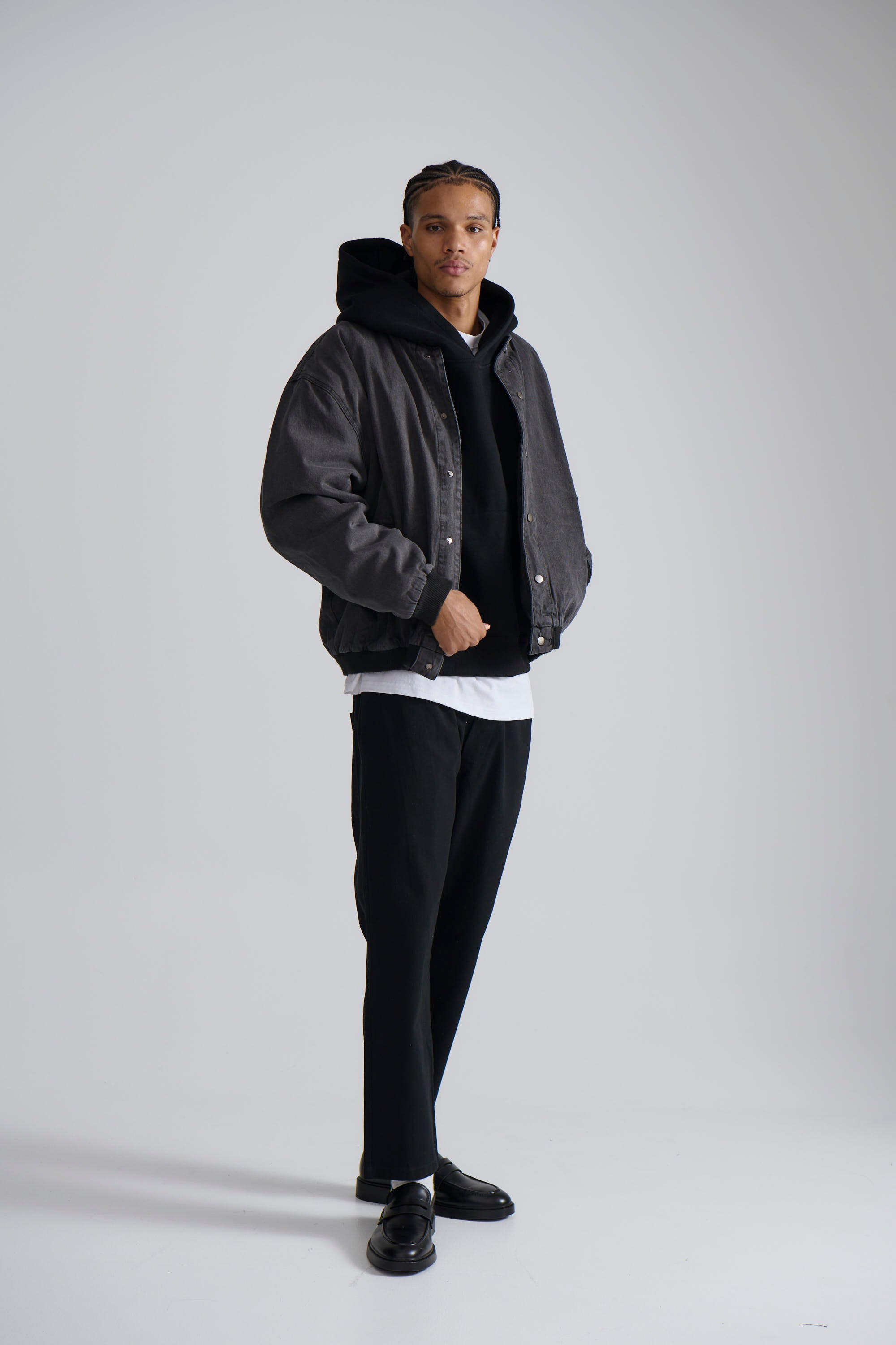 Vintage Bomber Denim Jacket Black