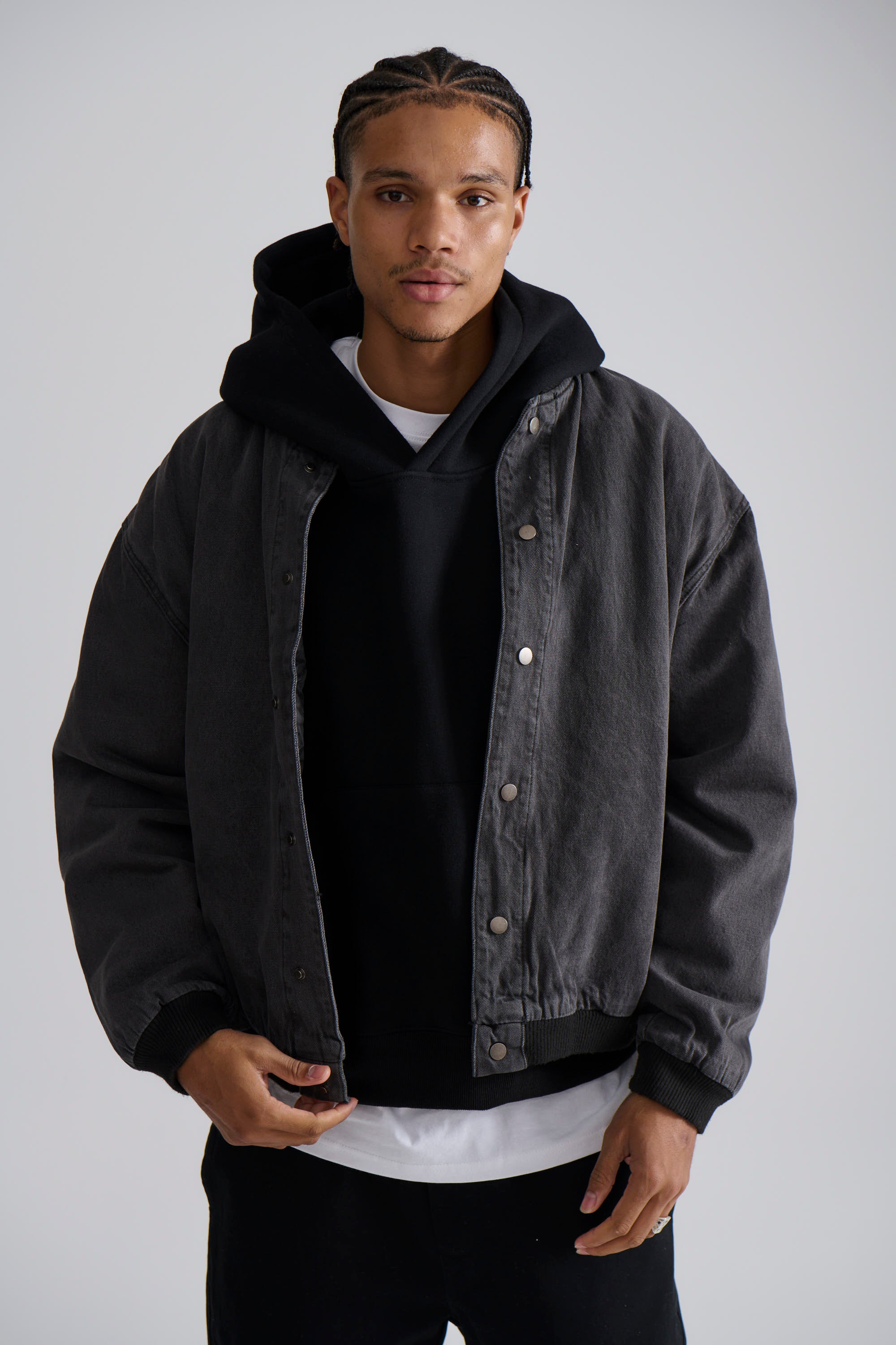 Vintage Bomber Denim Jacket Black