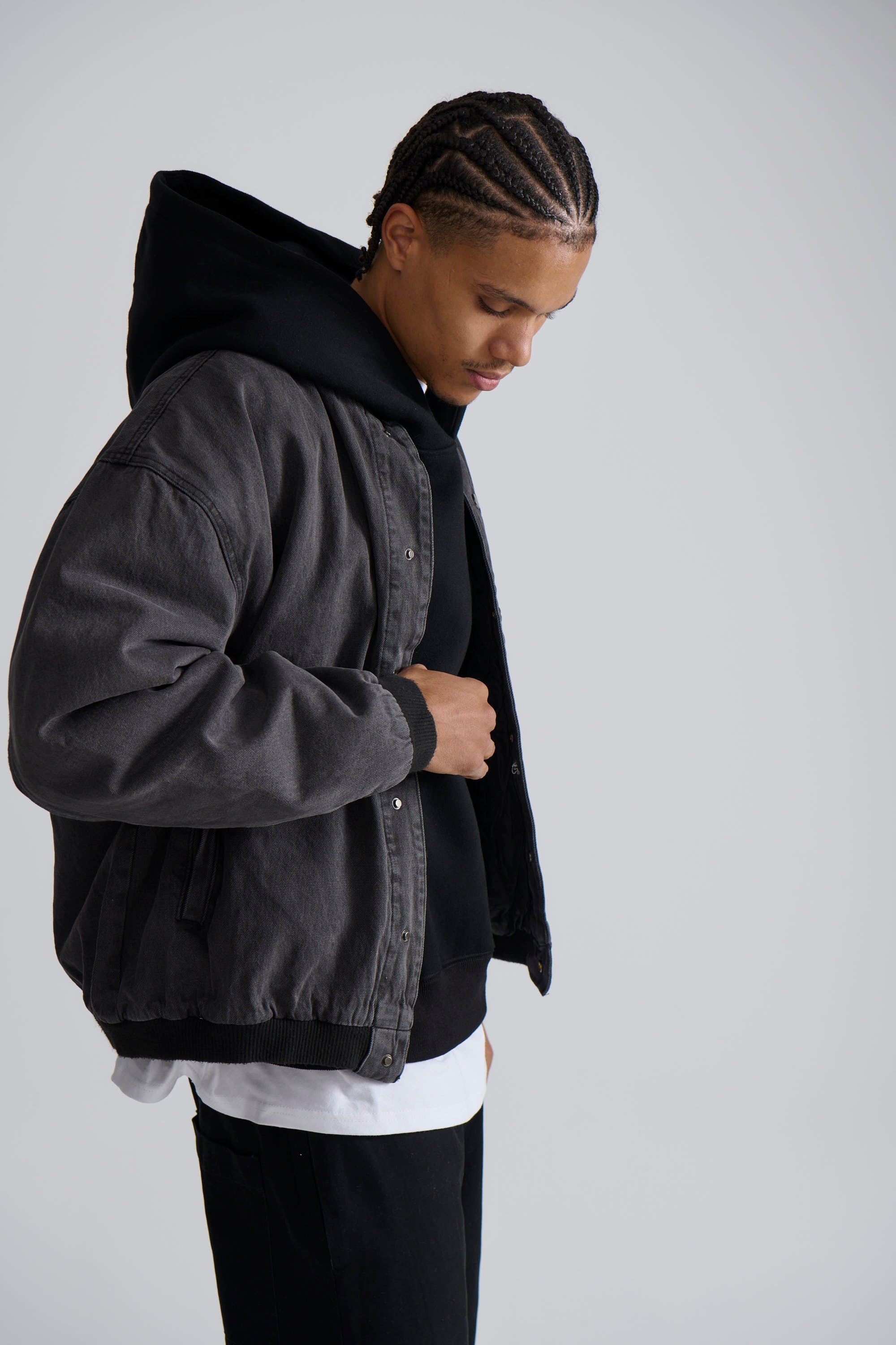 Vintage Bomber Denim Jacket Black