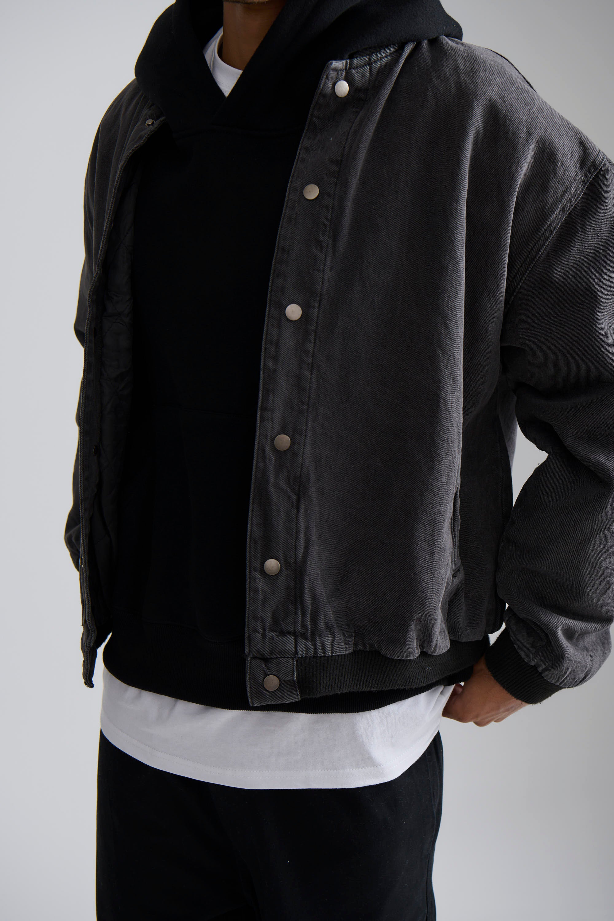 Vintage Bomber Denim Jacket Black