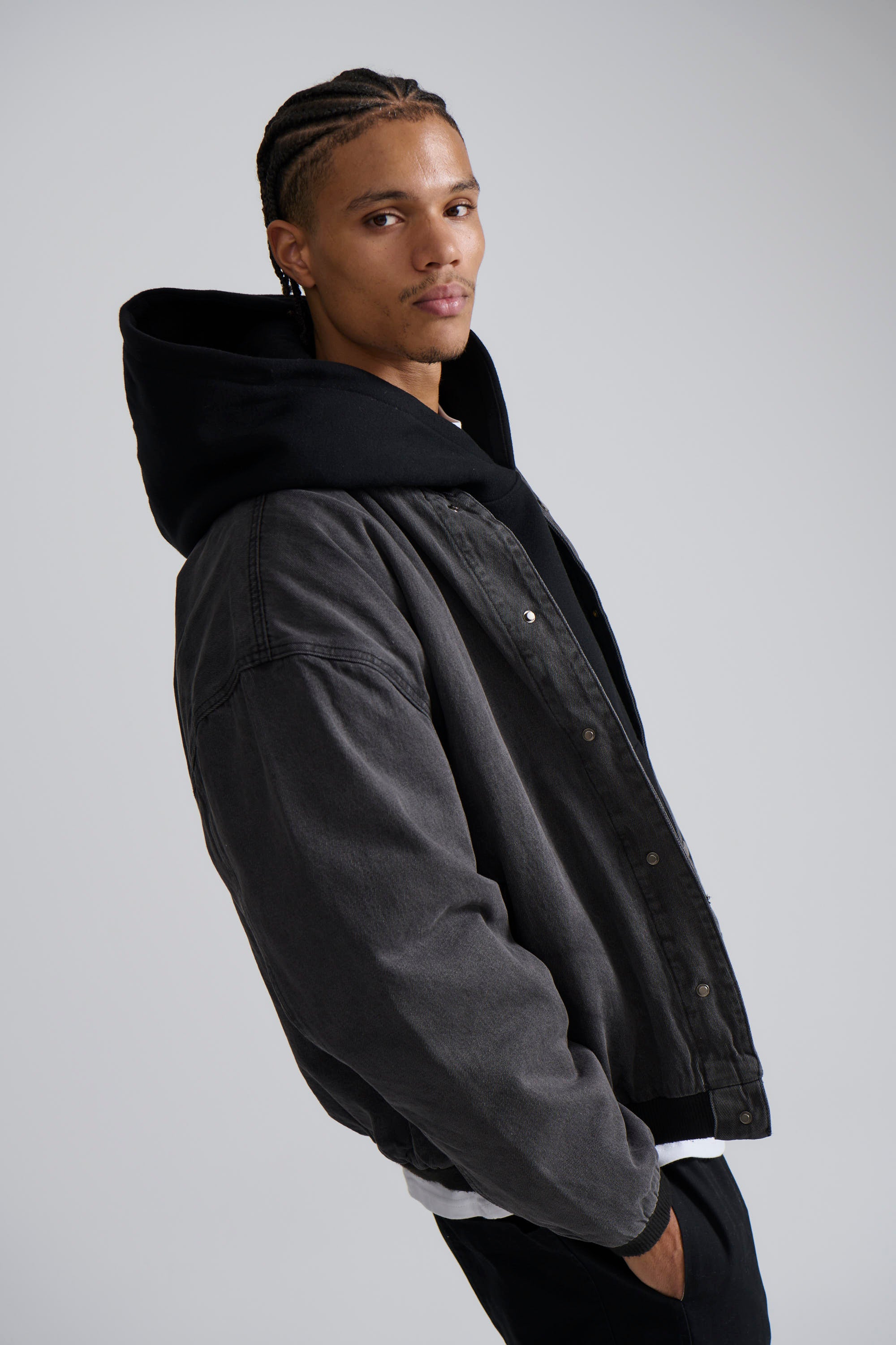 Vintage Bomber Denim Jacket Black