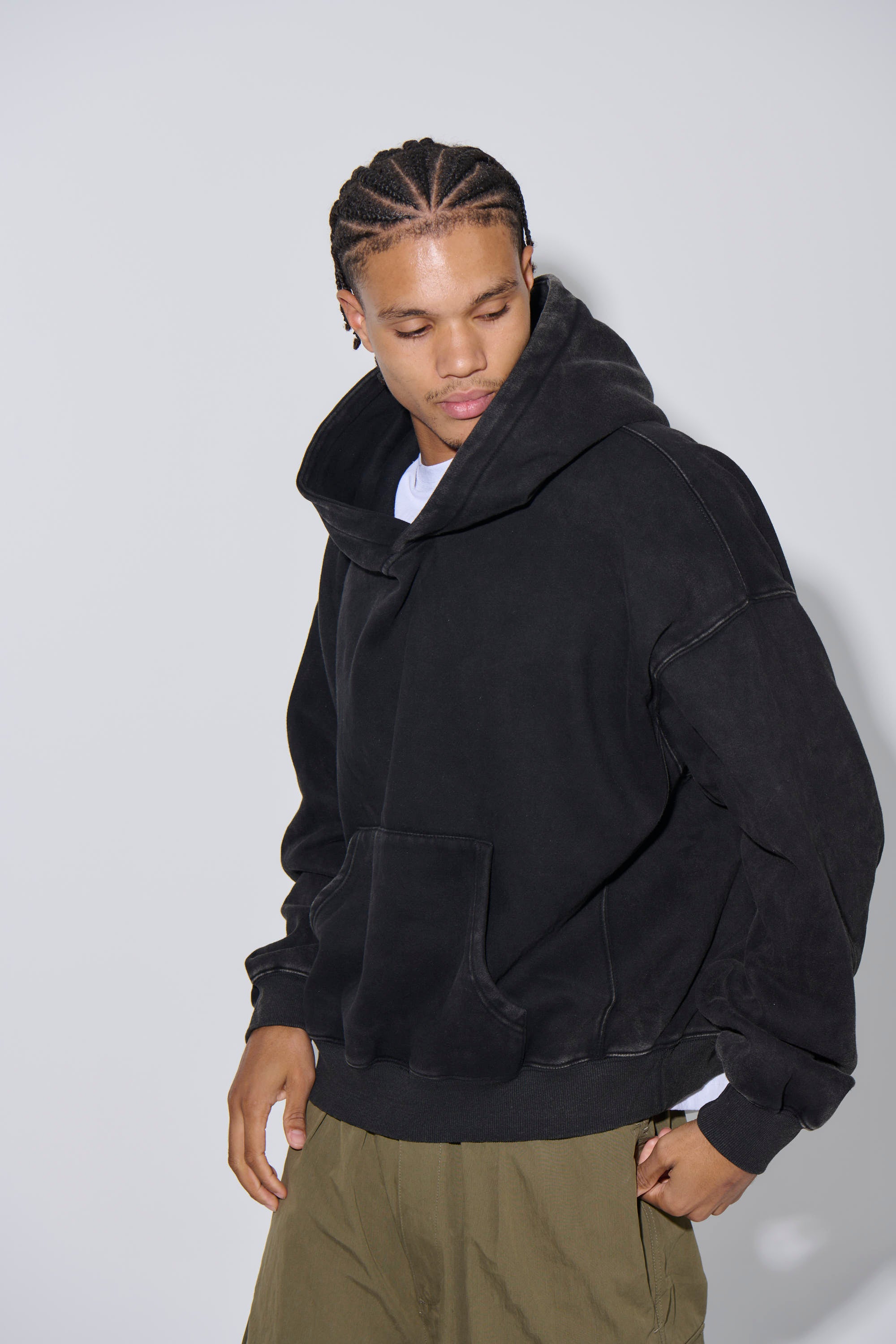 Roman Cropped Drop Hoodie Acid