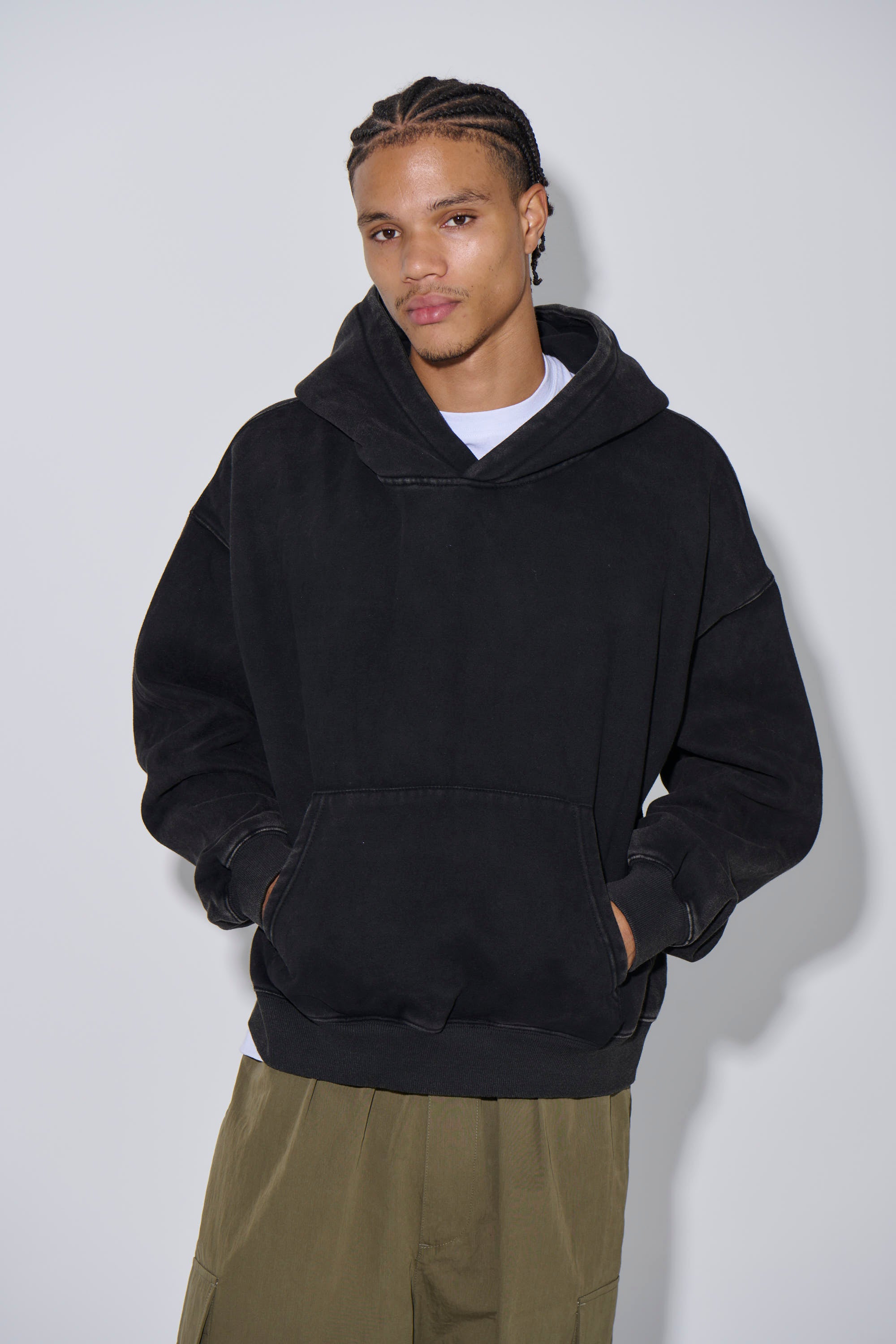 Roman Cropped Drop Hoodie Acid