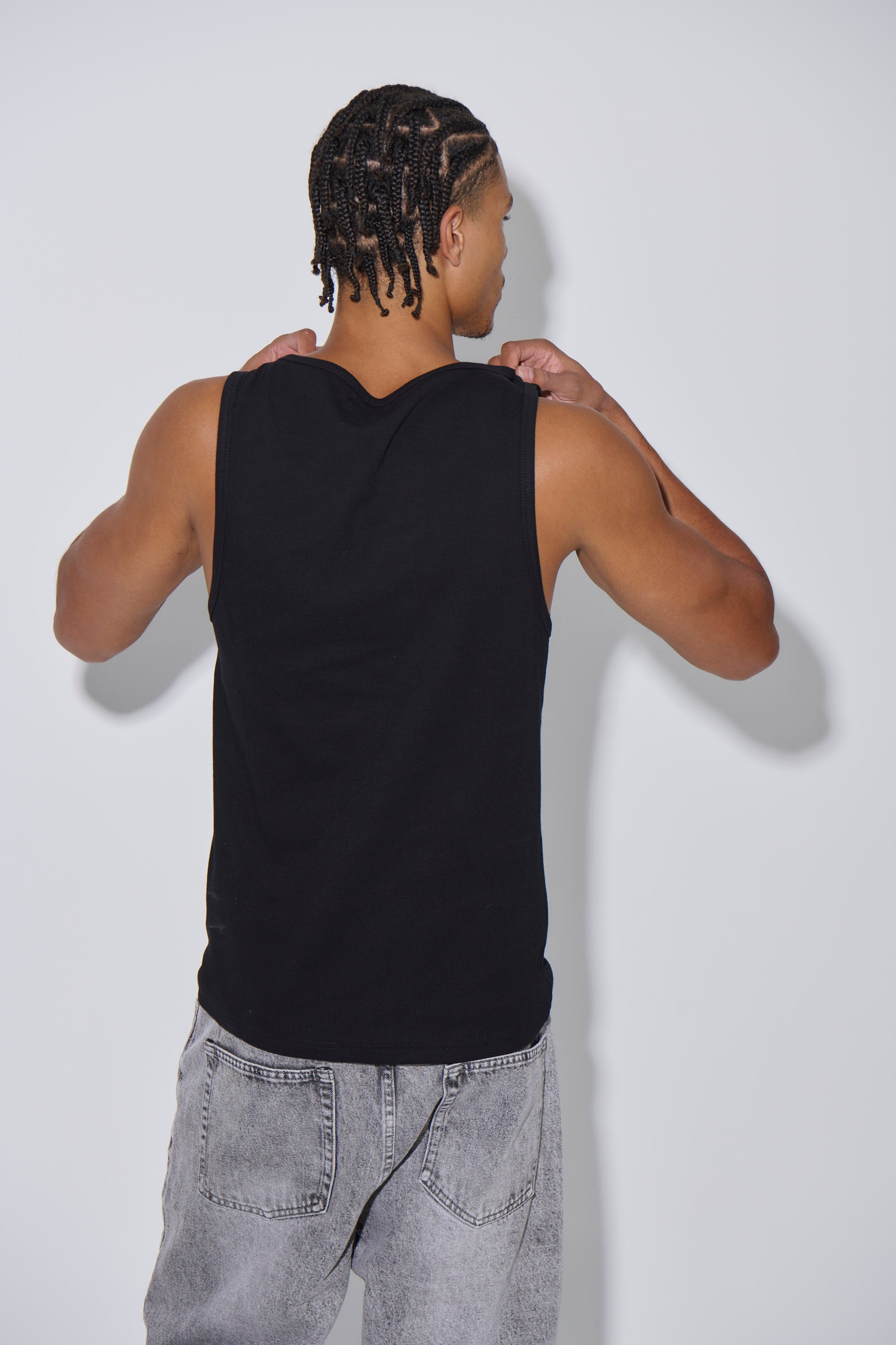 NTH Fitted Ribbed Tank Black