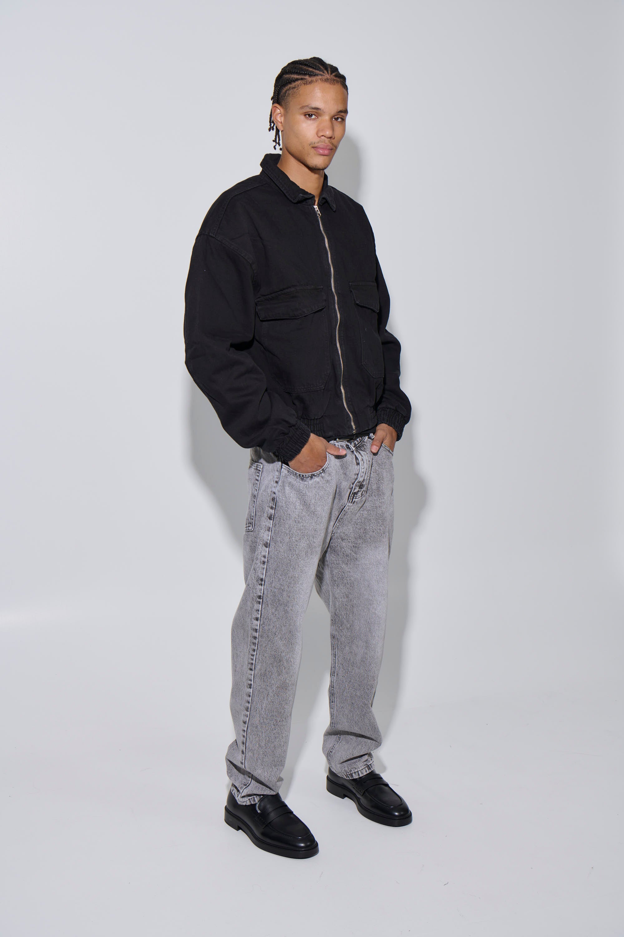 Tom Denim Zip Bomber Black