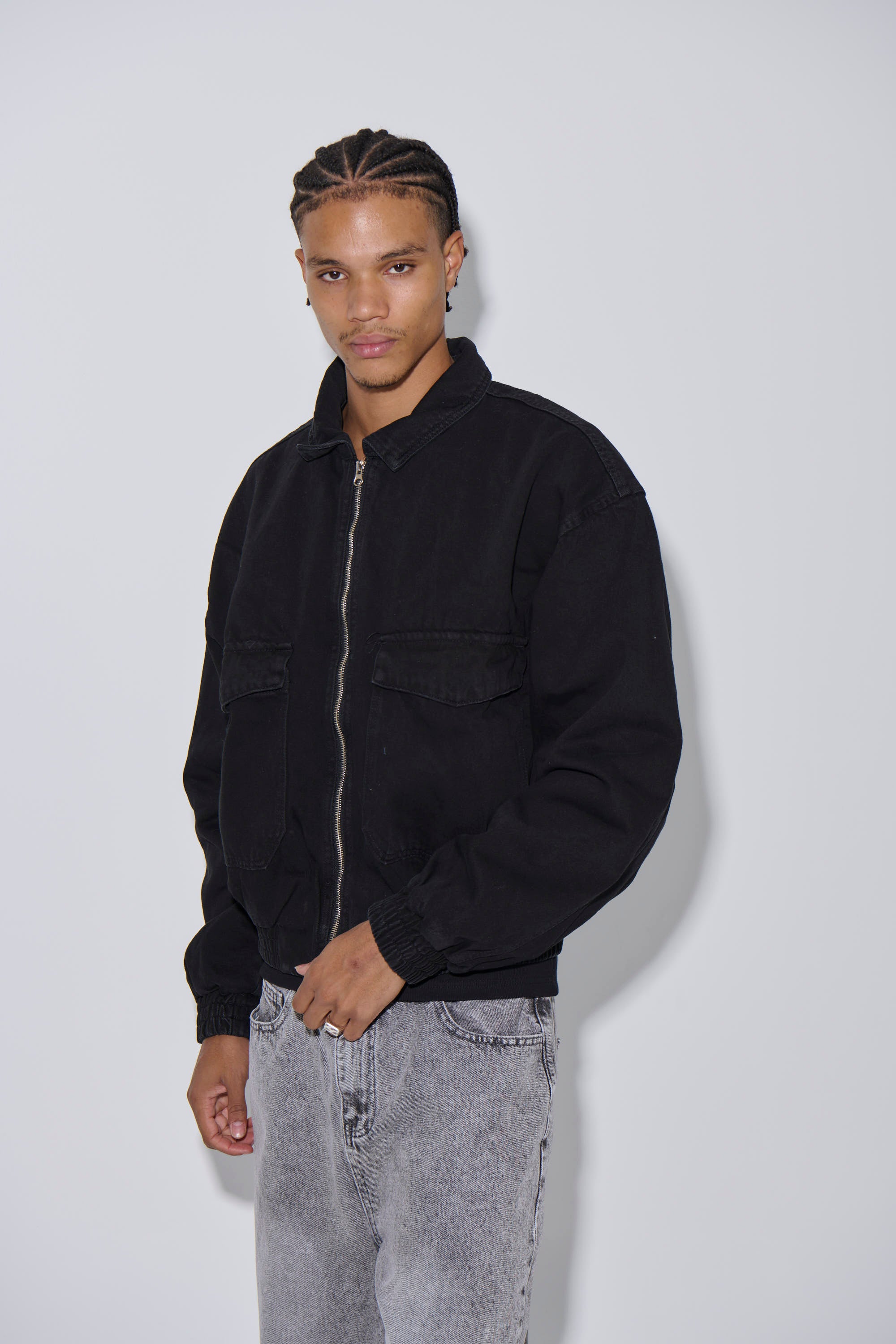Tom Denim Zip Bomber Black