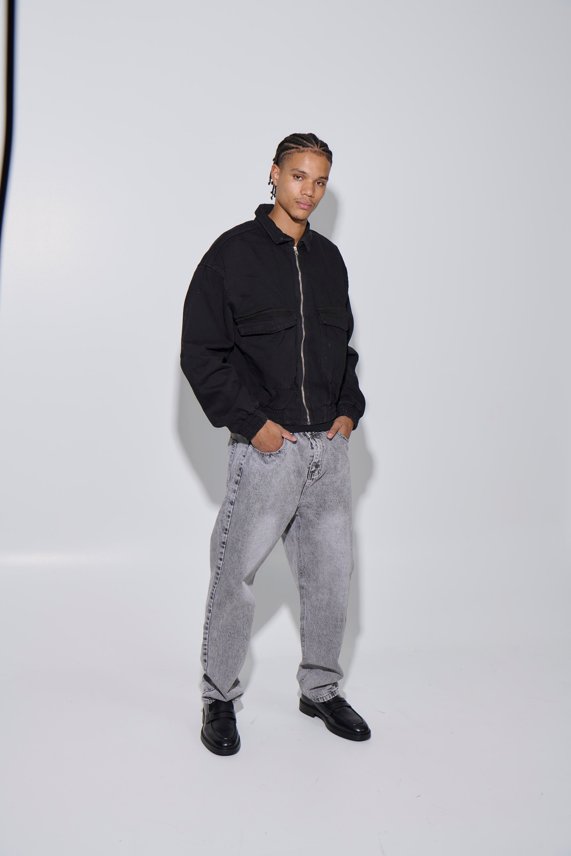 Tom Denim Zip Bomber Black