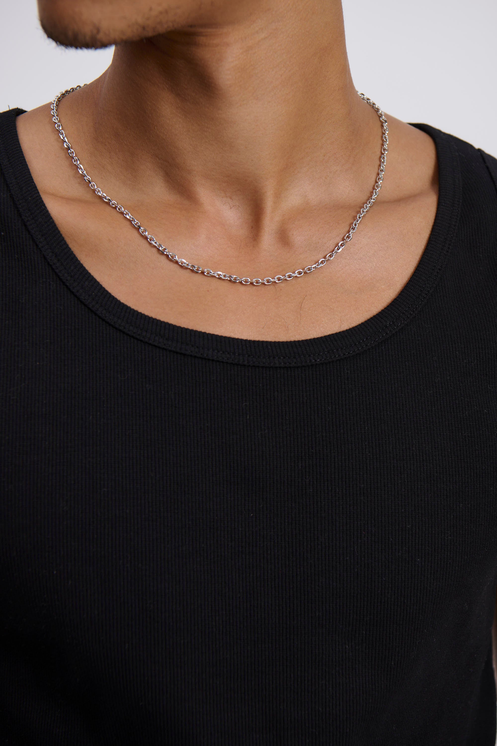 Premium NTH 3.7mm Chain Necklace White Gold Plated