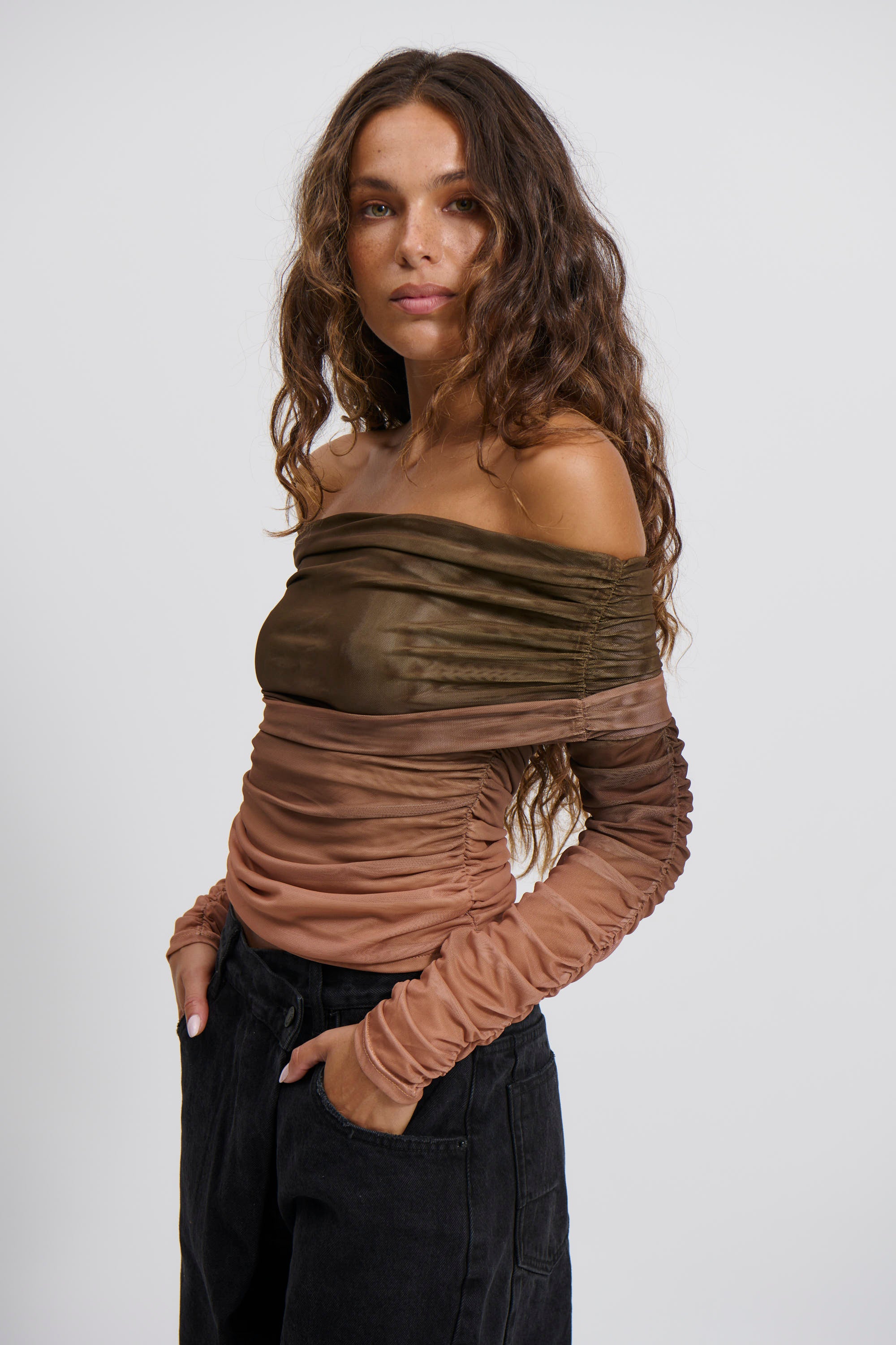 Nala Off The Shoulder Top Earth - FINAL SALE