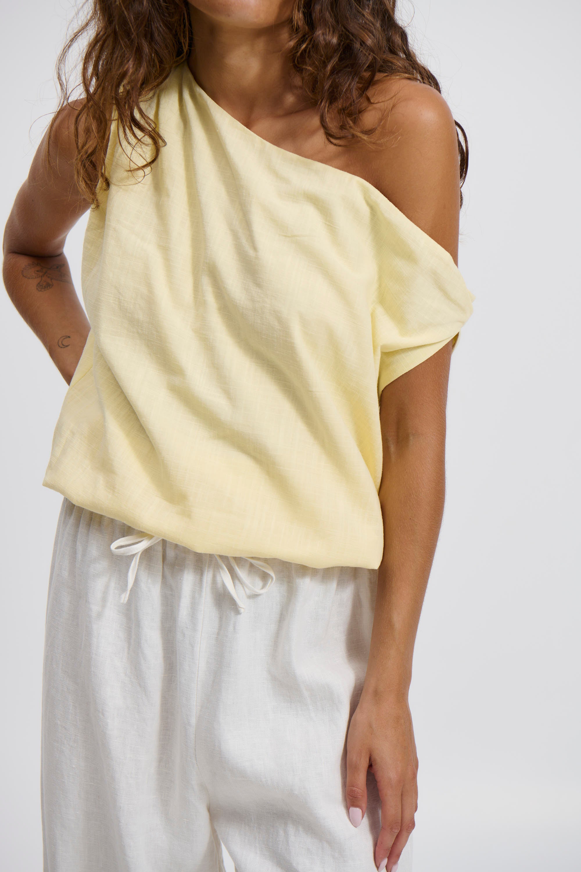 Dove Off The Shoulder Top Lemon - FINAL SALE
