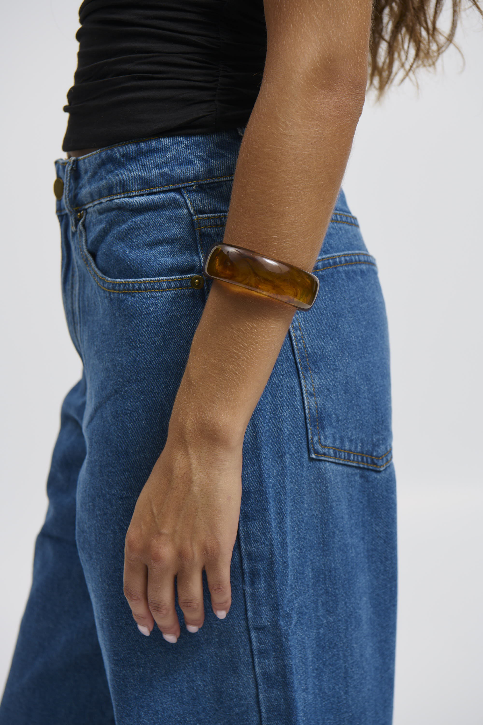 Joey Open Cuff Bangle Brown