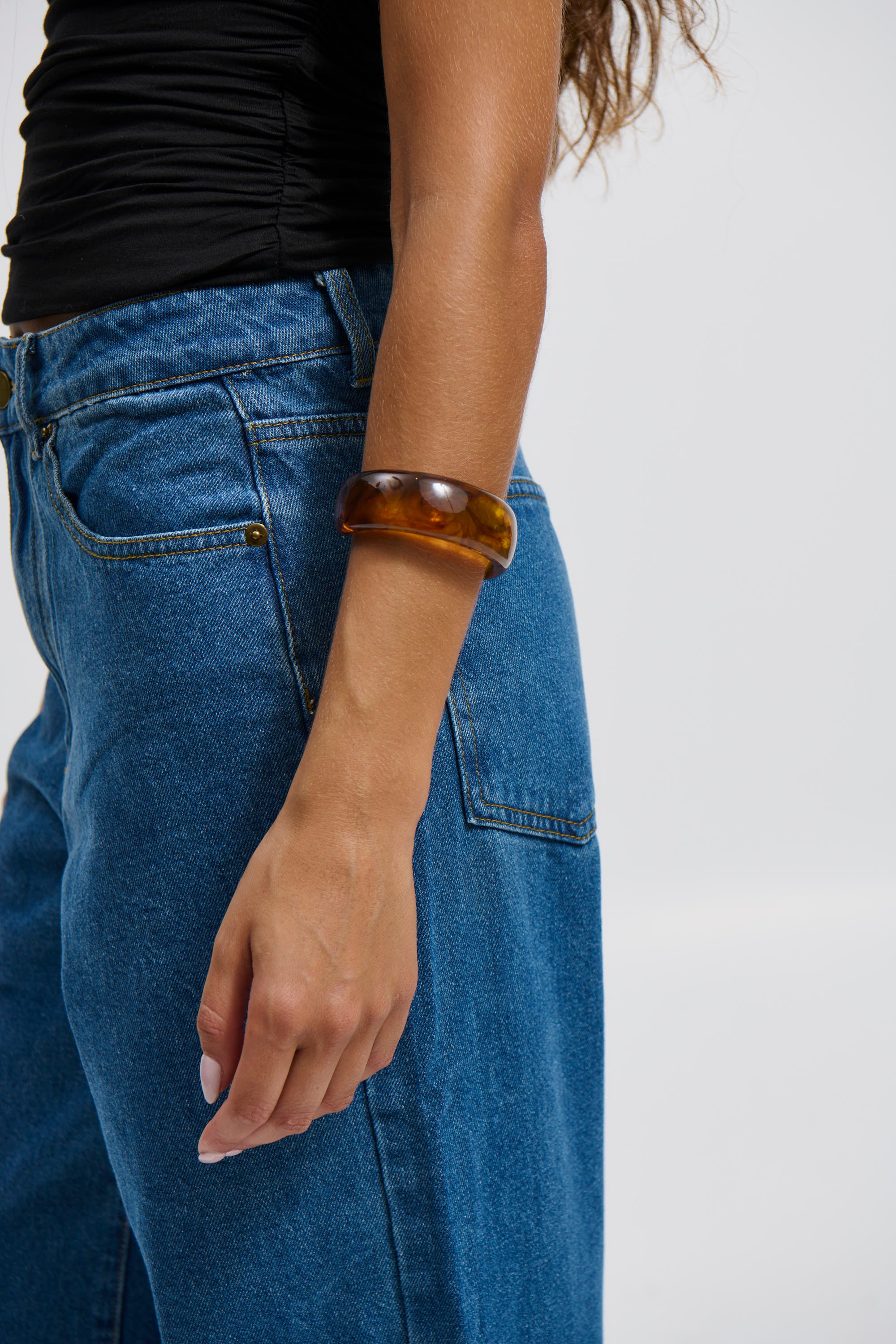 Joey Open Cuff Bangle Brown