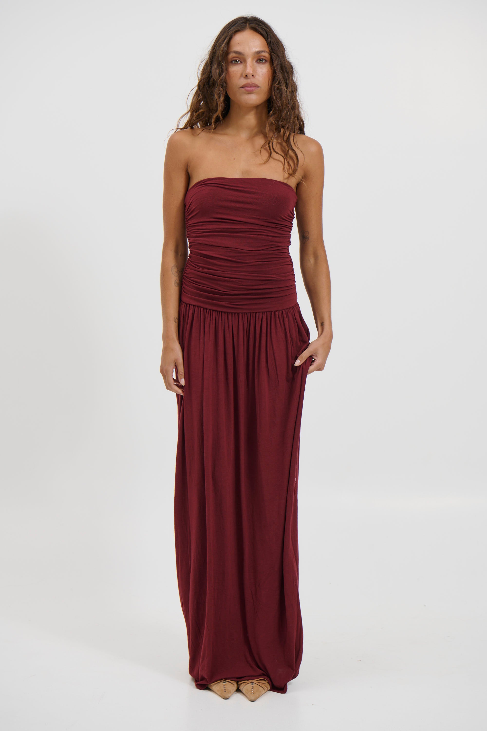 Leah Dress Wine - FINAL SALE